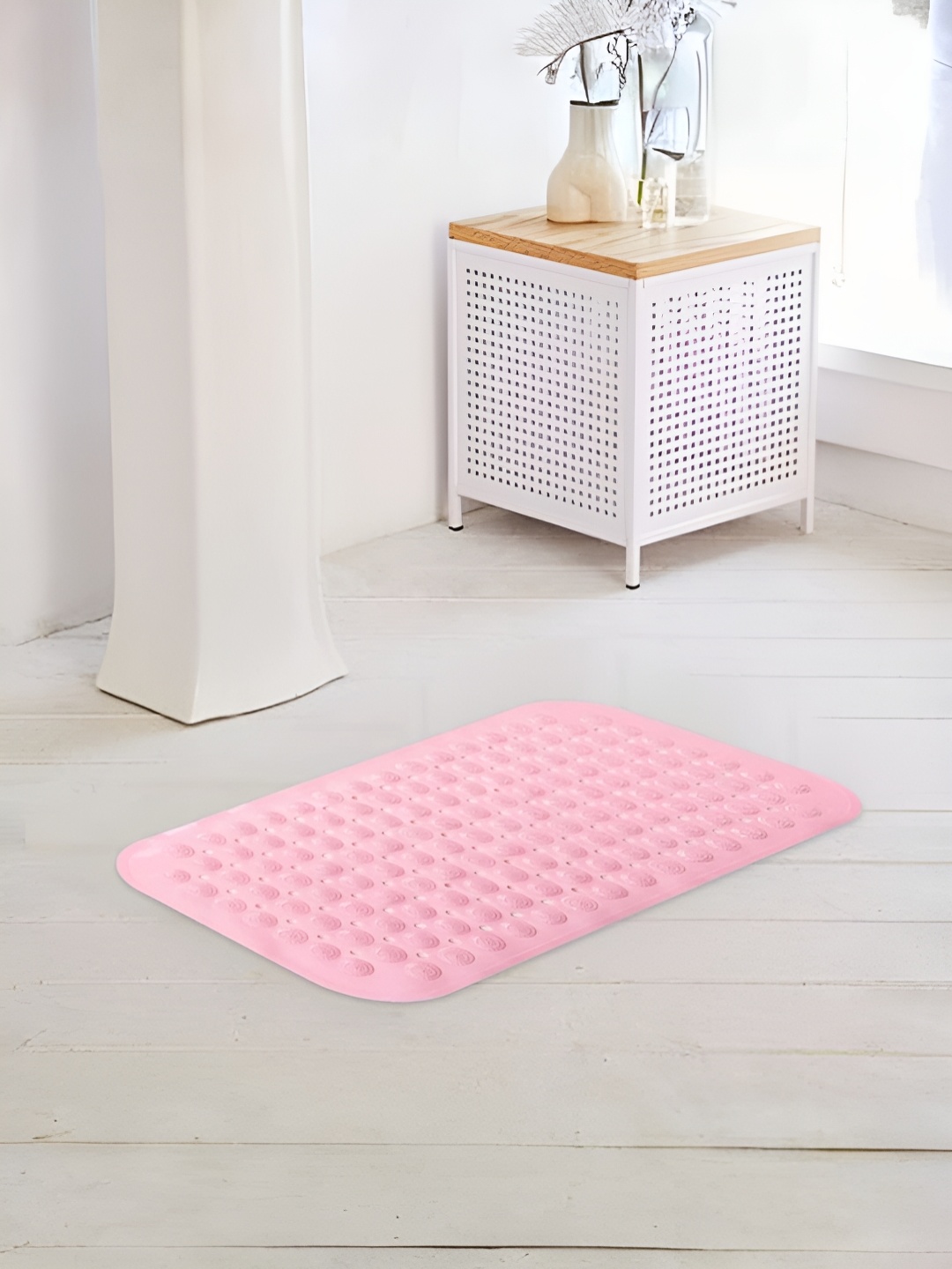 

SAVYA HOME Pink 2 Pieces Mud Anti Skid 210 GSM Bath Rugs