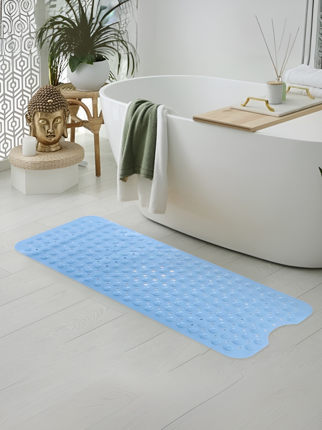 

SAVYA HOME Blue Anti Skid 210 GSM Bath Rugs