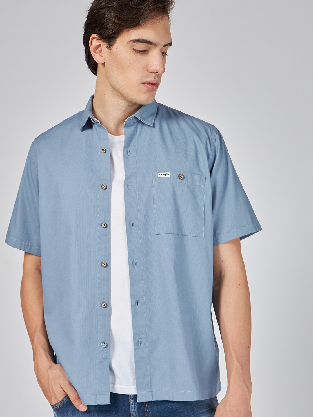 

Wrangler Relaxed Spread Collar Casual Shirt, Blue