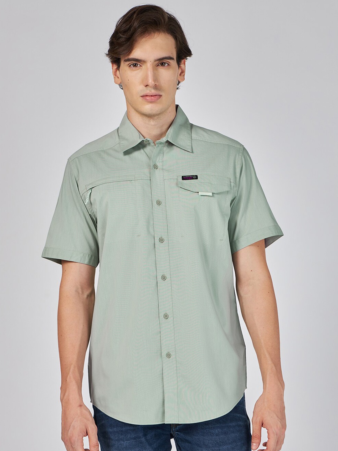 

Wrangler Spread Collar Casual Shirt, Green