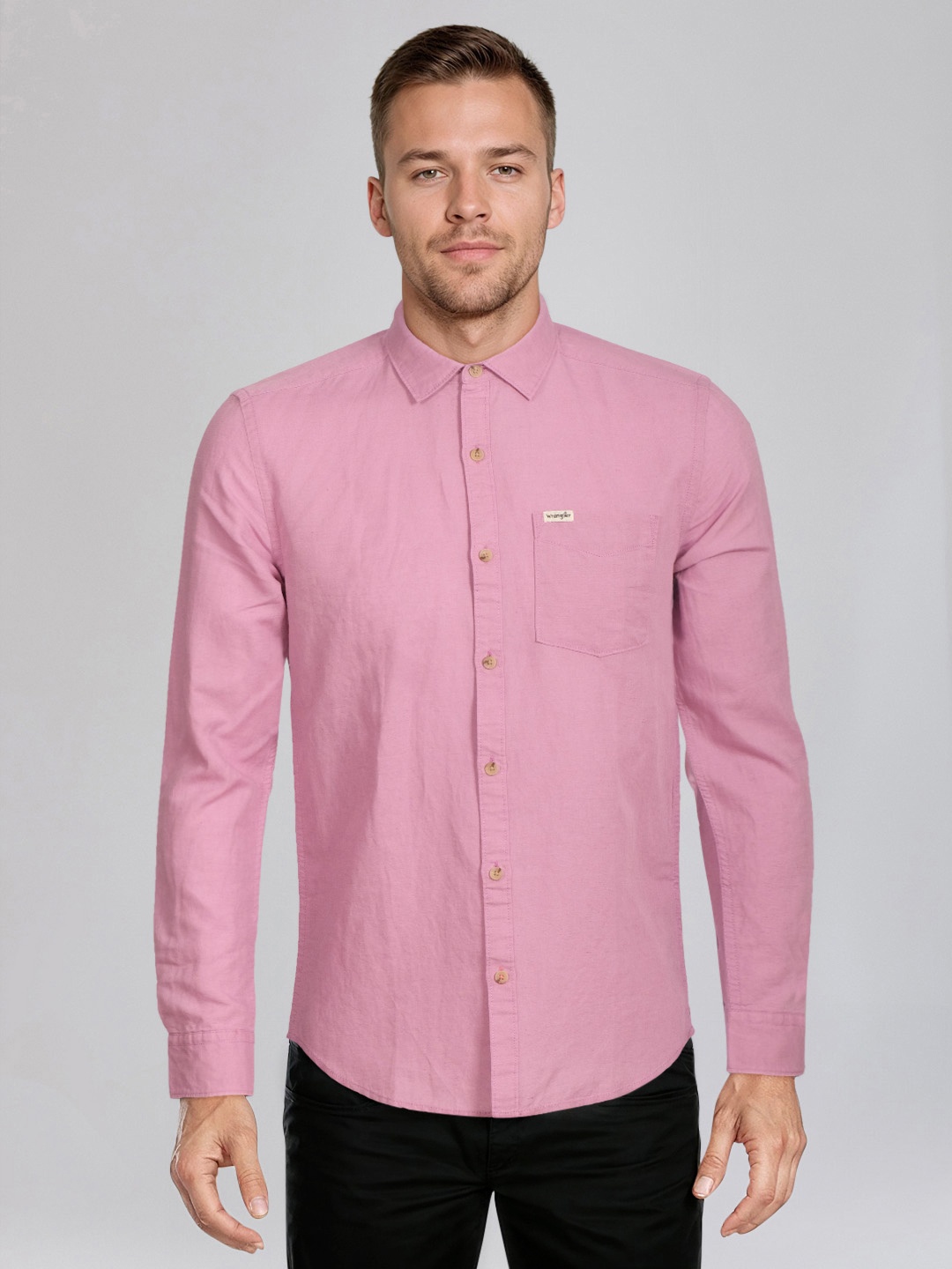 

Wrangler Spread Collar Casual Shirt, Pink