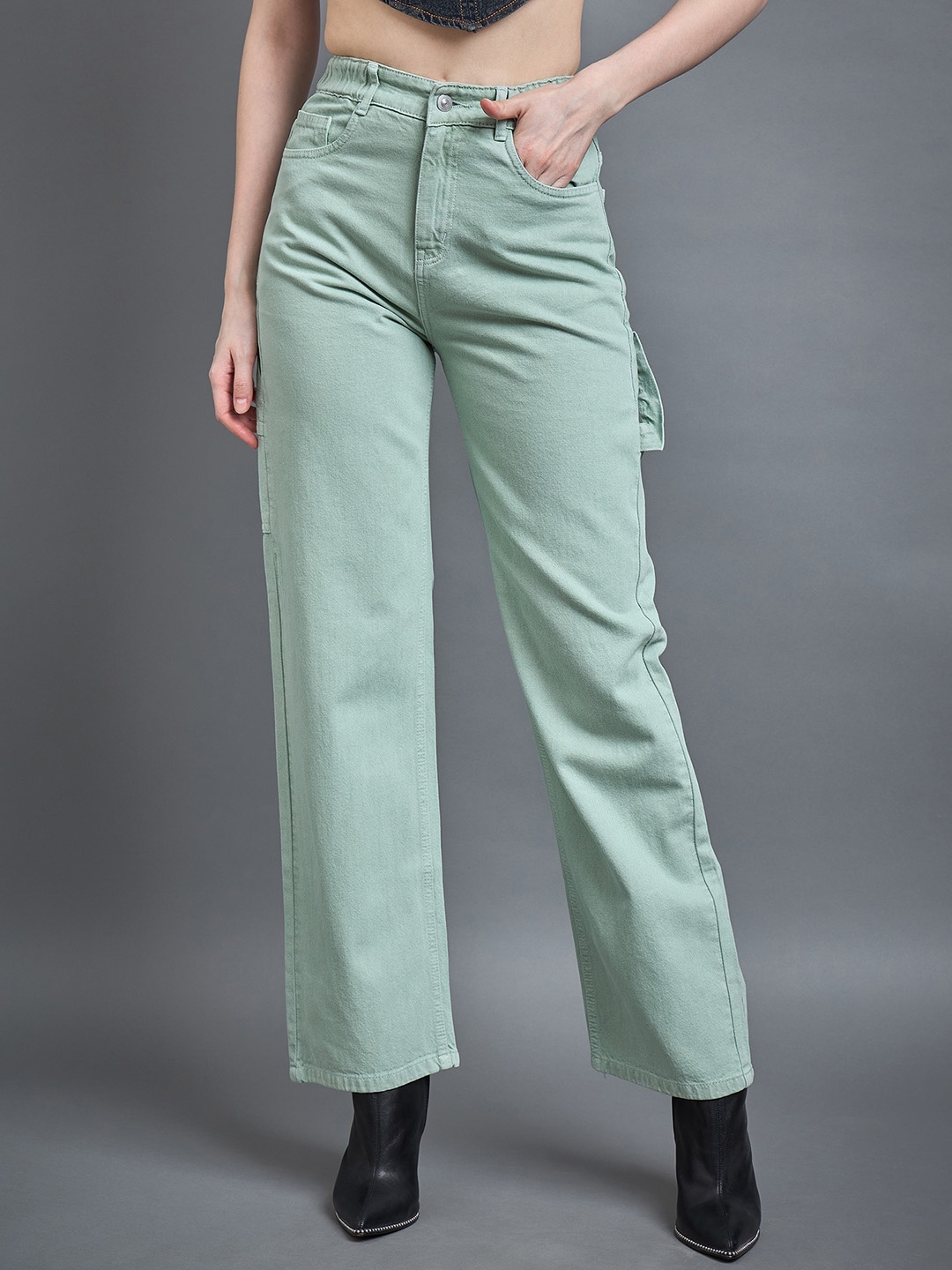 

Kook N Keech Women Green Jean Straight Fit High-Rise Clean Look Jeans