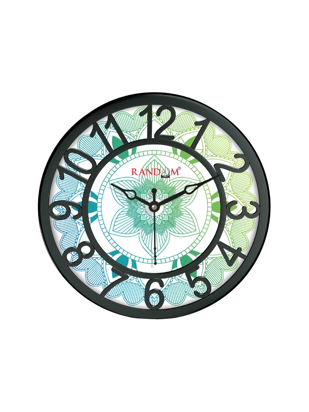 

RANDOM Black & Green Printed Contemporary Analogue Wall Clock