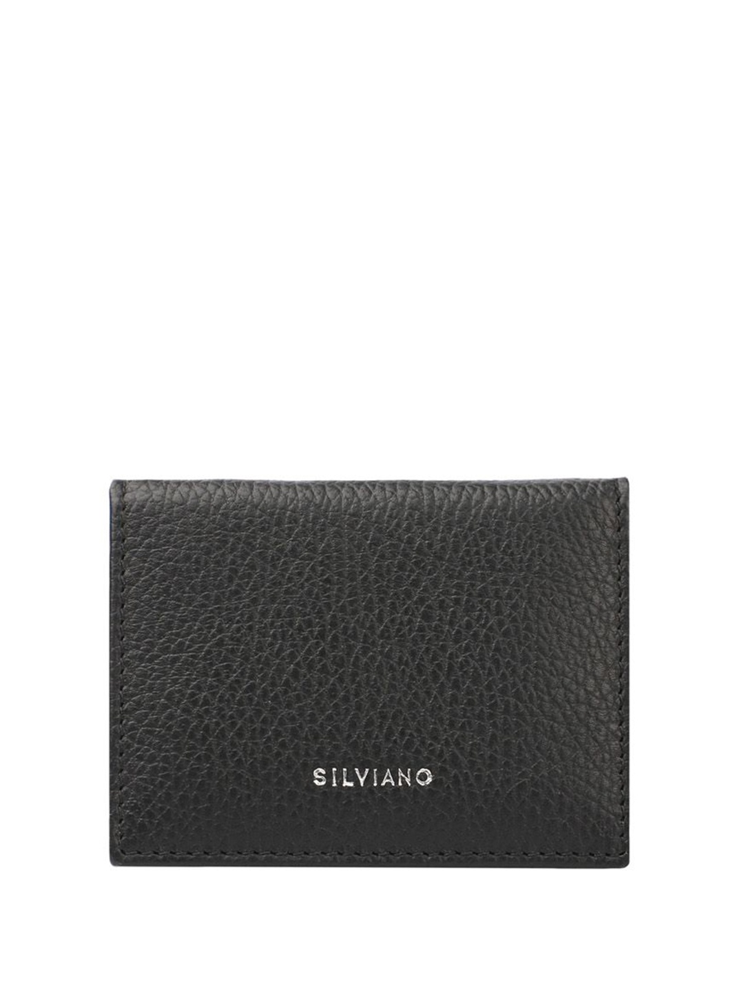 

SILVIANO Unisex Textured Leather Card Holder, Black