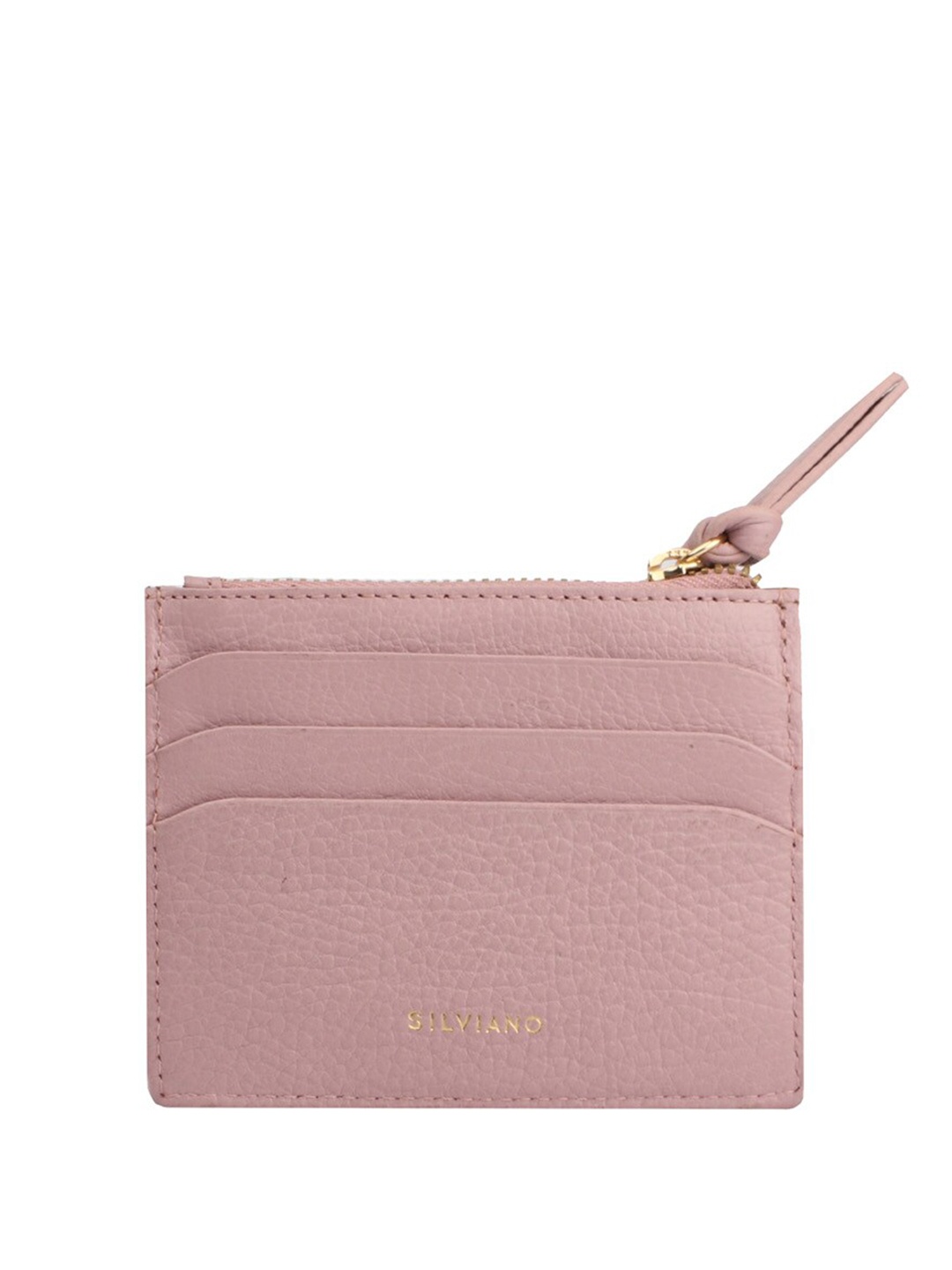 

SILVIANO Unisex Textured Leather Card Holder, Pink
