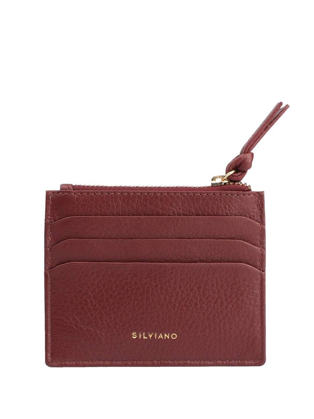 

SILVIANO Unisex Leather Card Holder, Burgundy