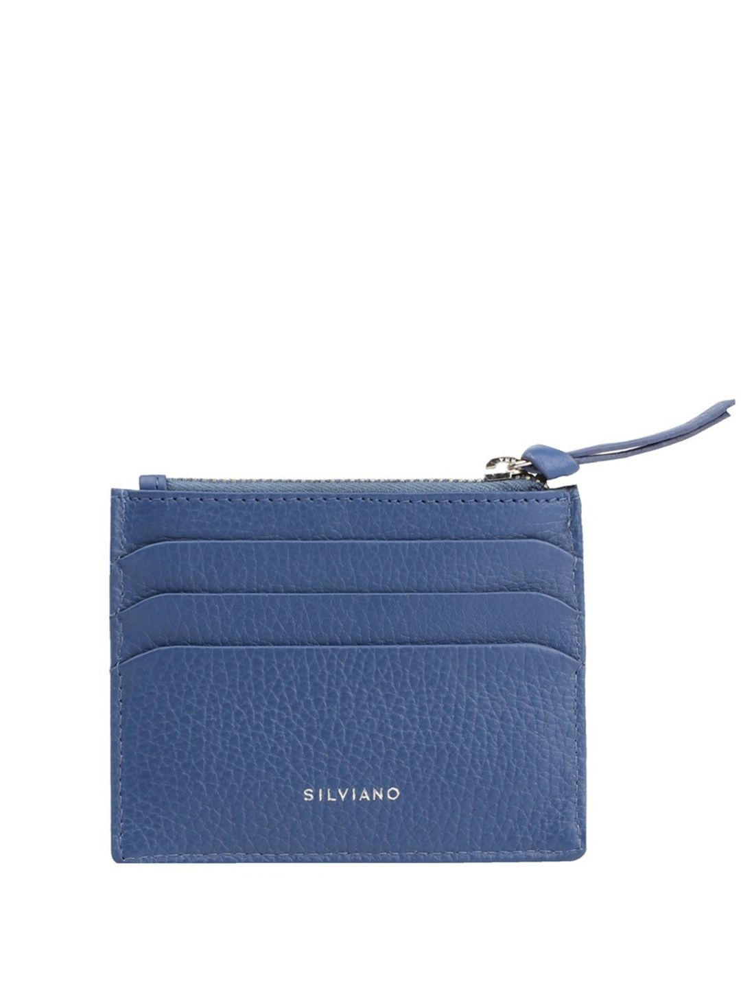 

SILVIANO Unisex Textured Leather Card Holder, Blue