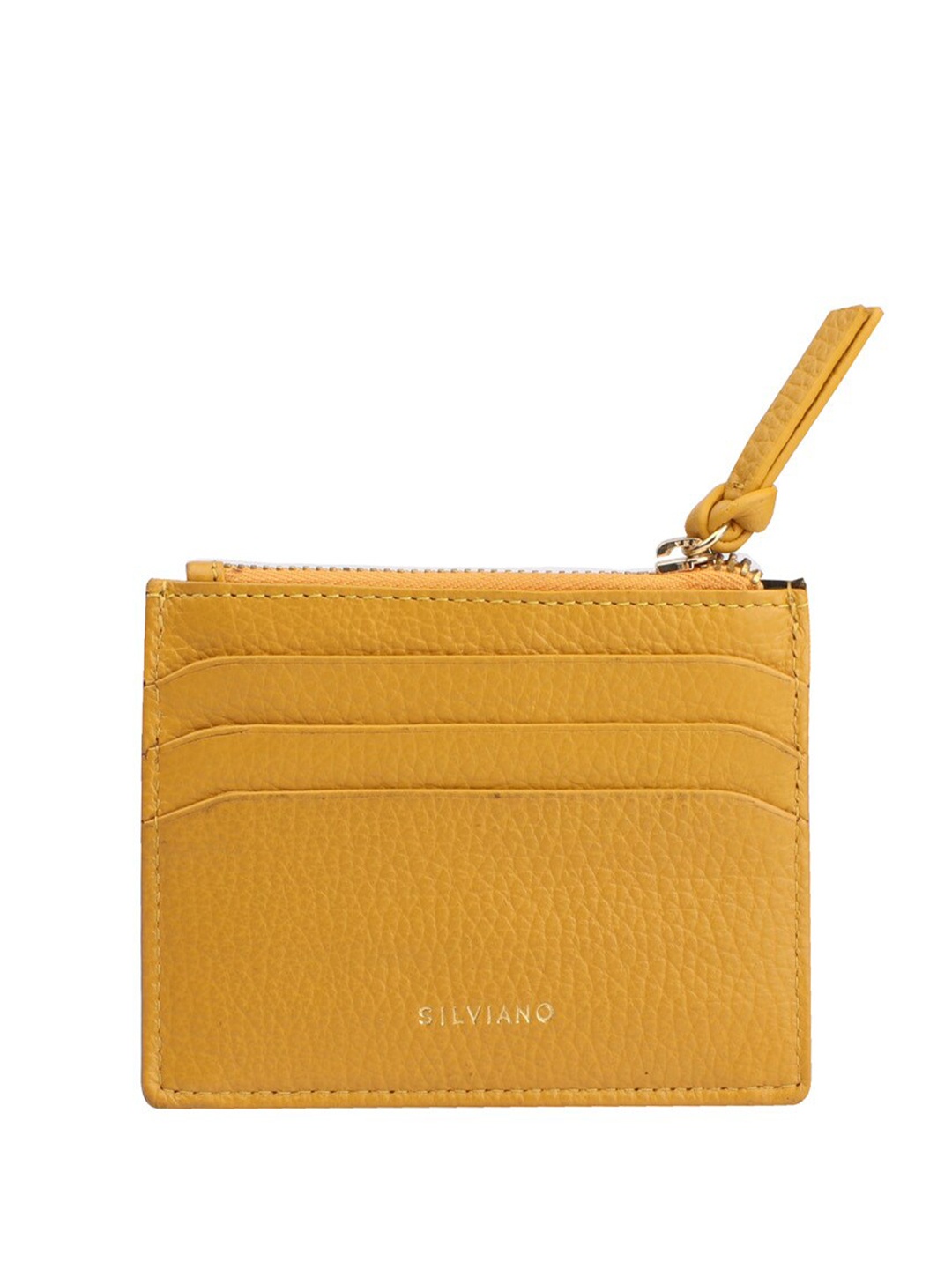 

SILVIANO Unisex Textured Leather Card Holder, Yellow
