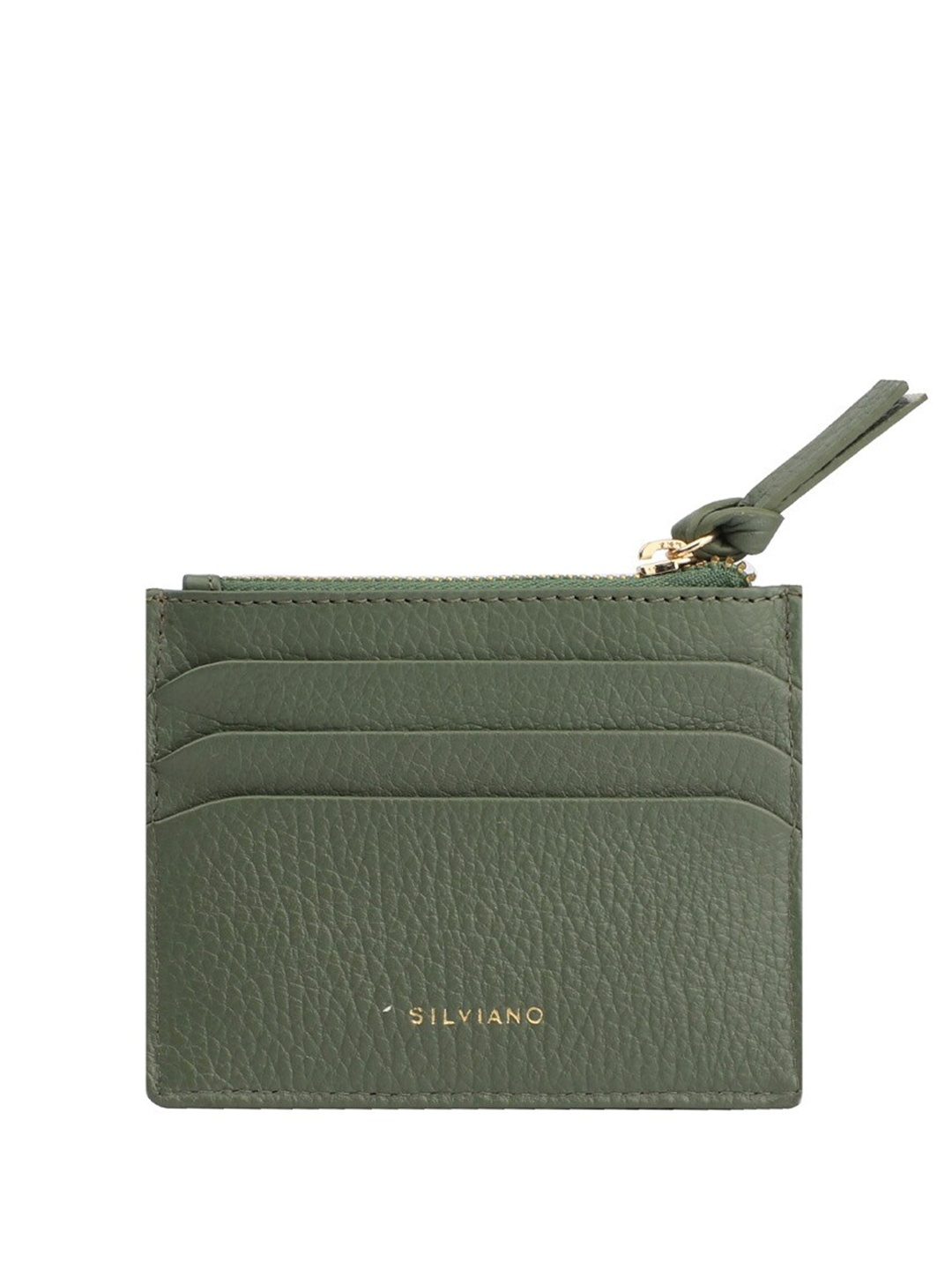 

SILVIANO Unisex Textured Leather Card Holder, Khaki