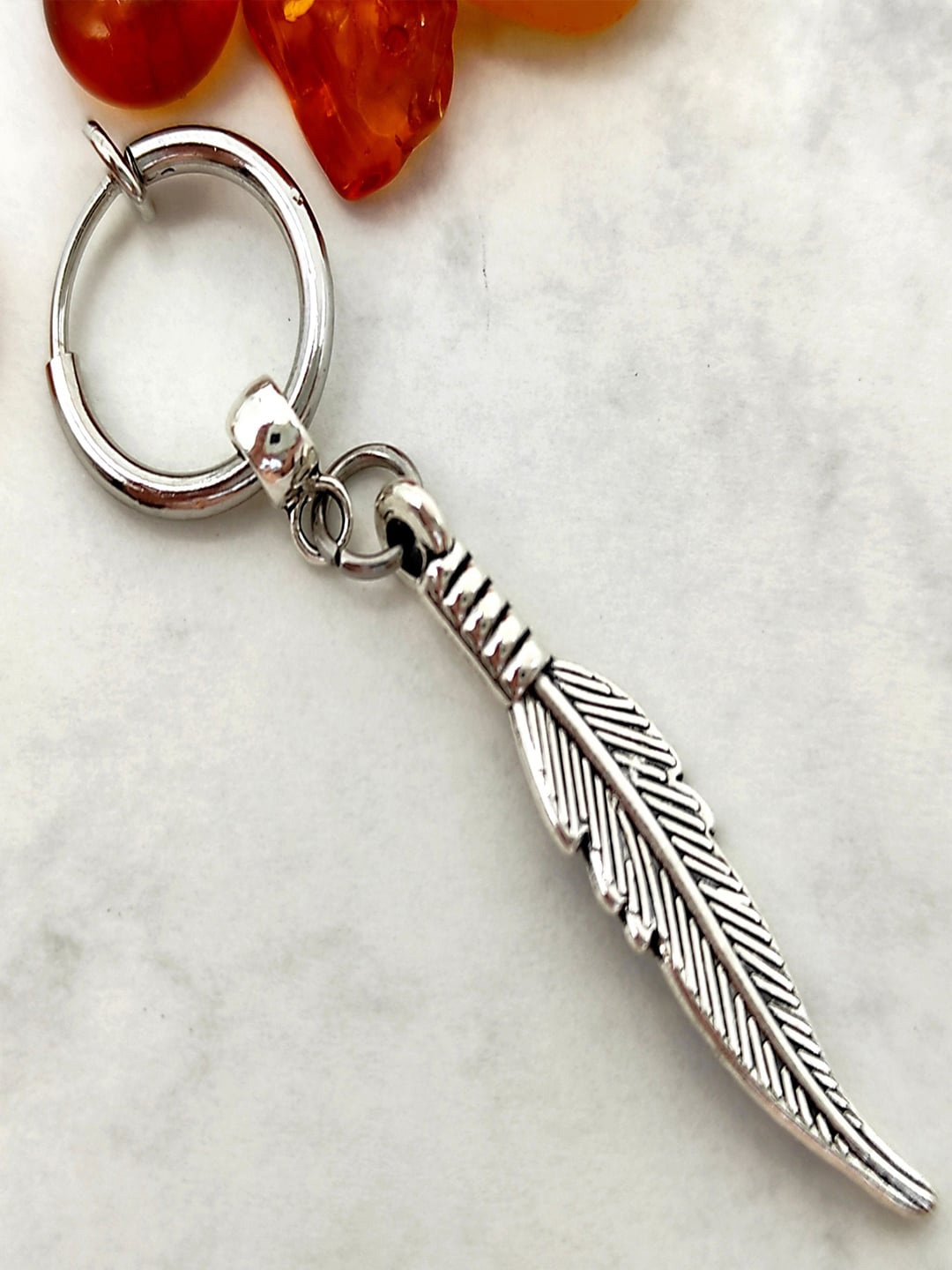 

VAGHBHATT Stainless Steel Feather Classic Drop Earrings, Silver