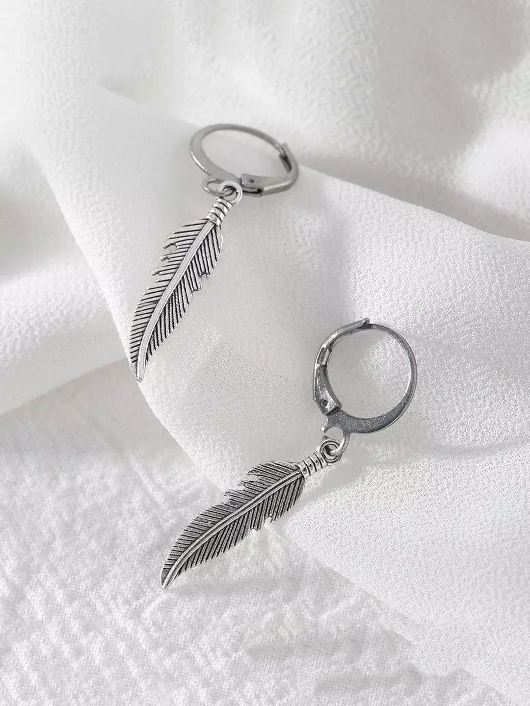 

FIMBUL Men Stainless Steel Hoop Earrings, Silver