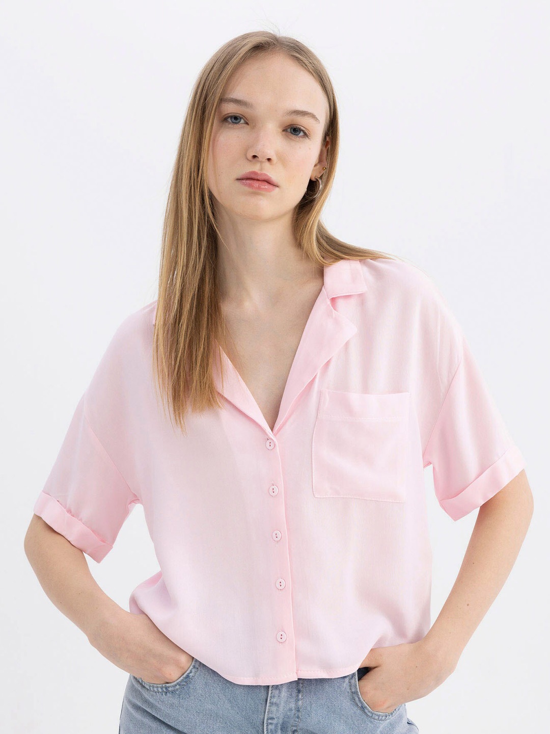 

DeFacto Cuban Collar Casual Shirt, Na