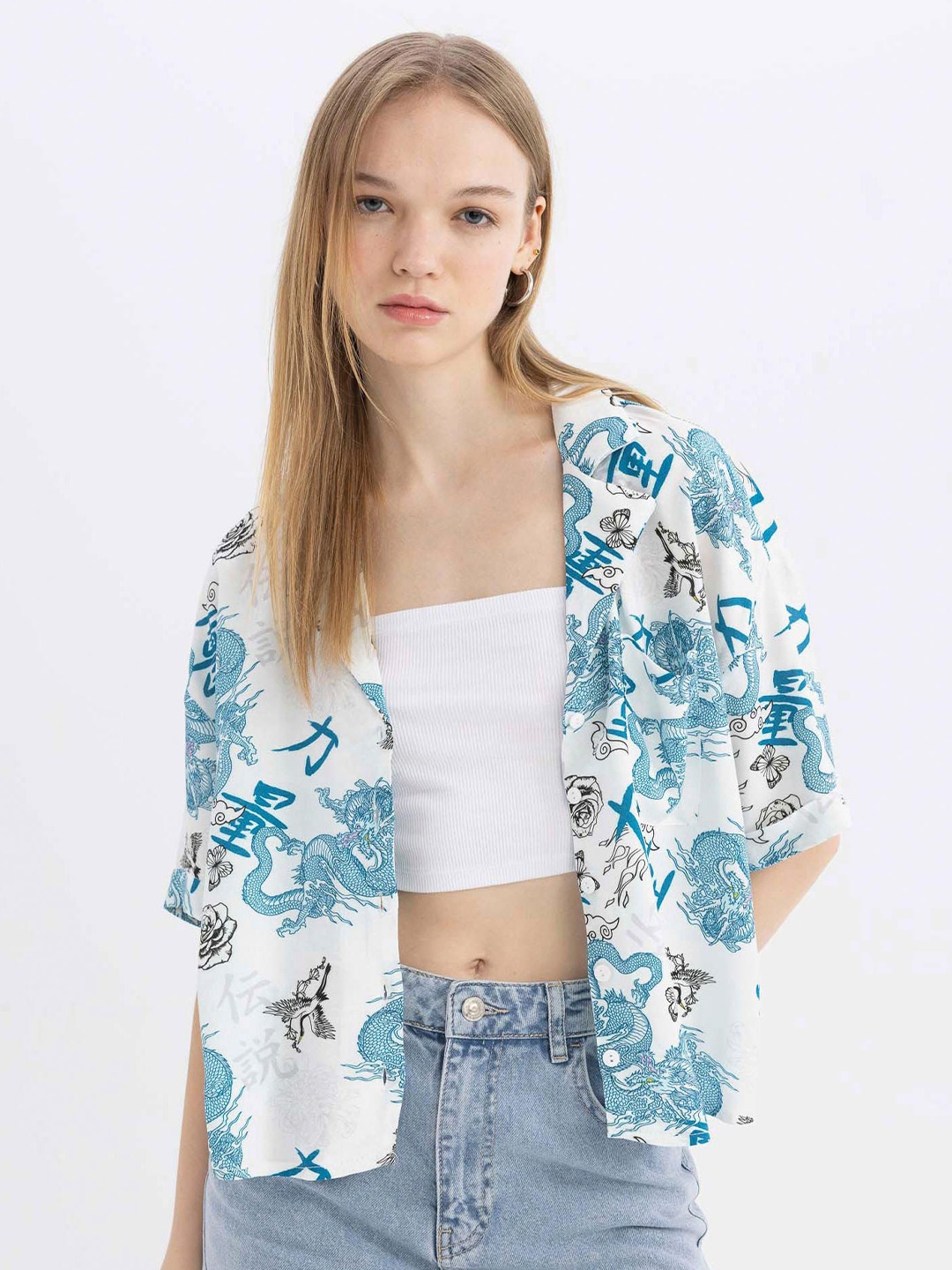 

DeFacto Floral Printed Casual Shirt, Na