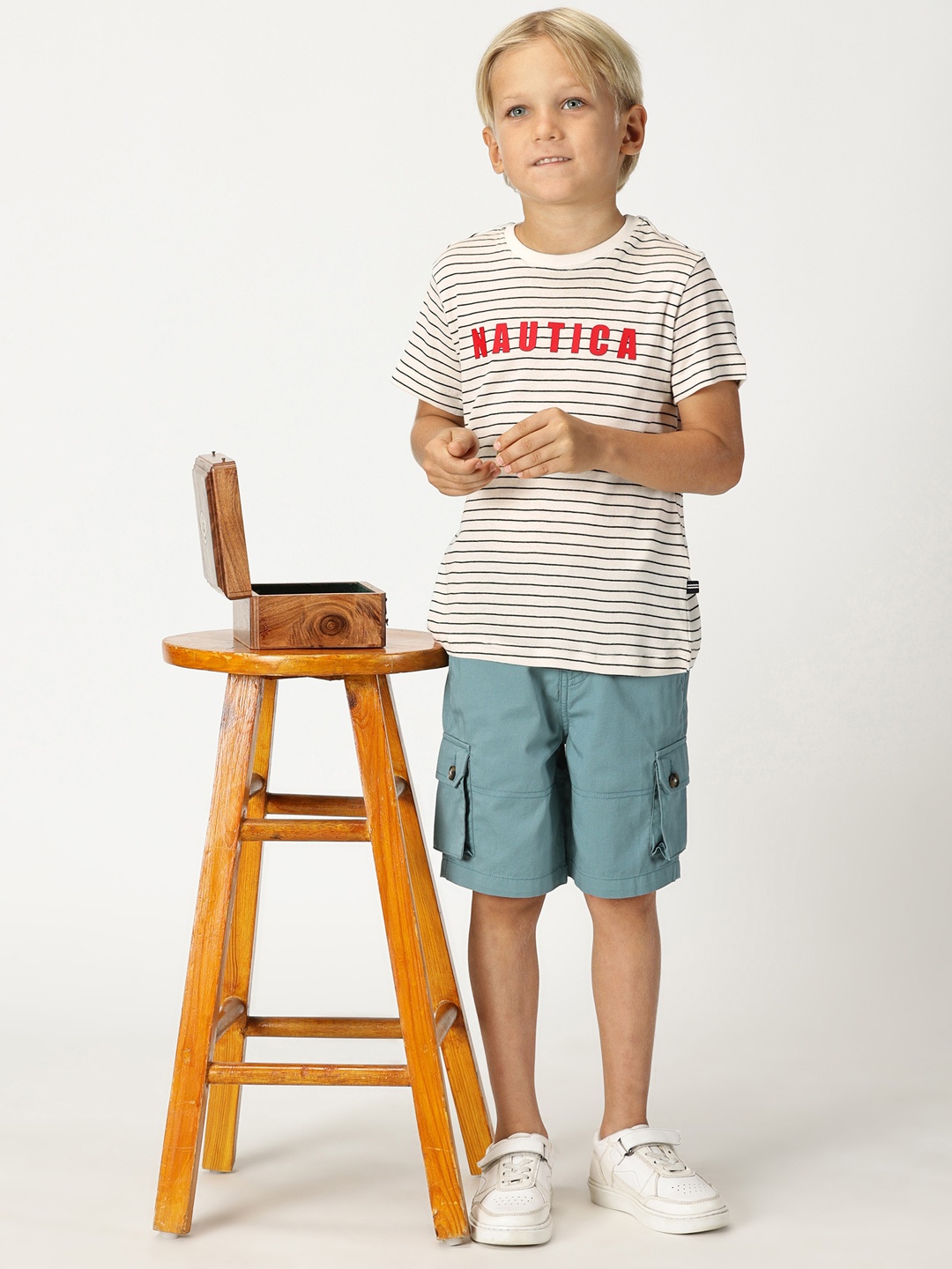 

Nautica Boys Striped Applique T-shirt, Off white