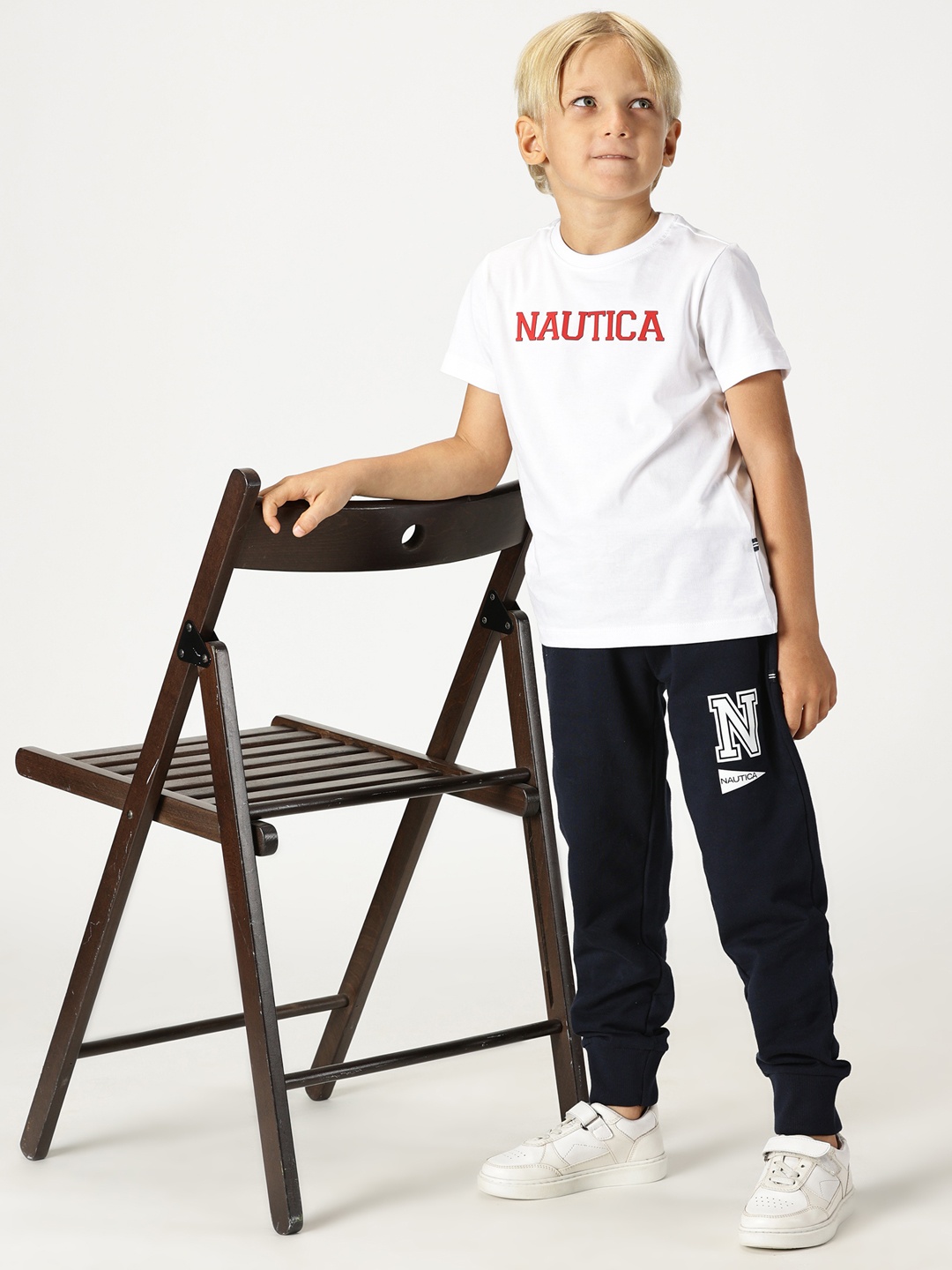 

Nautica Boys Round Neck Typography Printed Cotton T-shirt, White