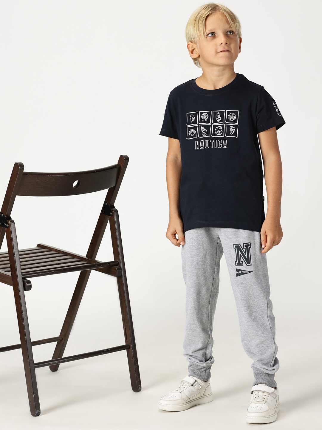 

Nautica Boys Round Neck Printed Cotton T-shirt, Navy blue