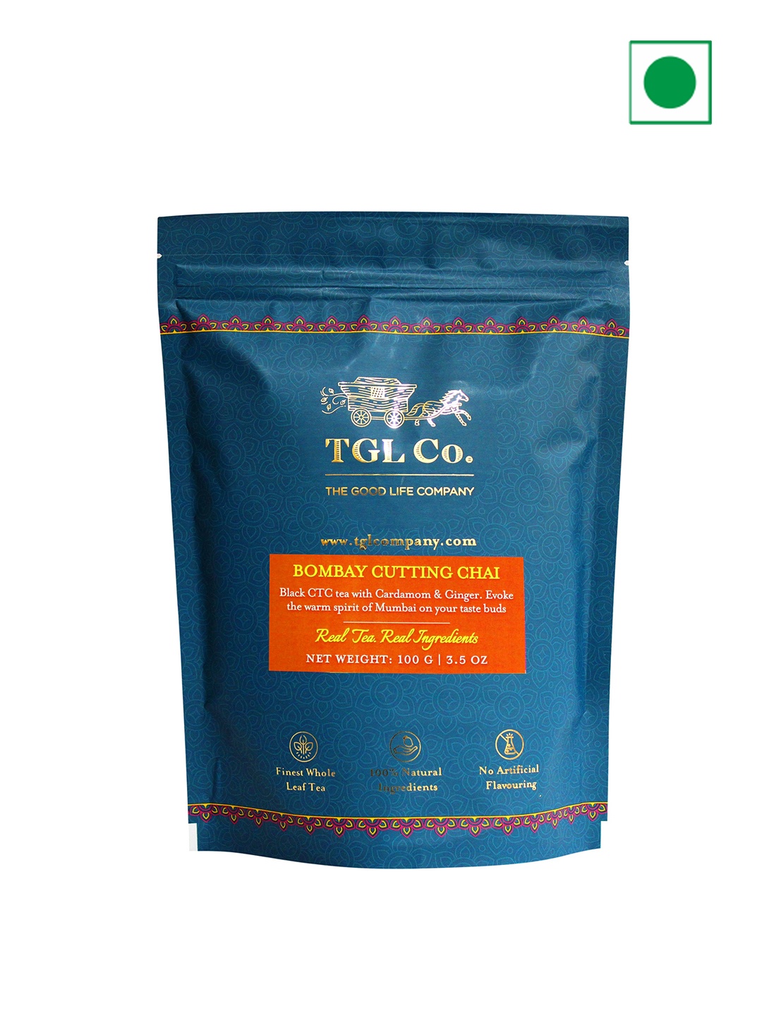 

TGL Co. Bombay Cutting Chai - Loose Black Tea Leaf -100gm, Blue