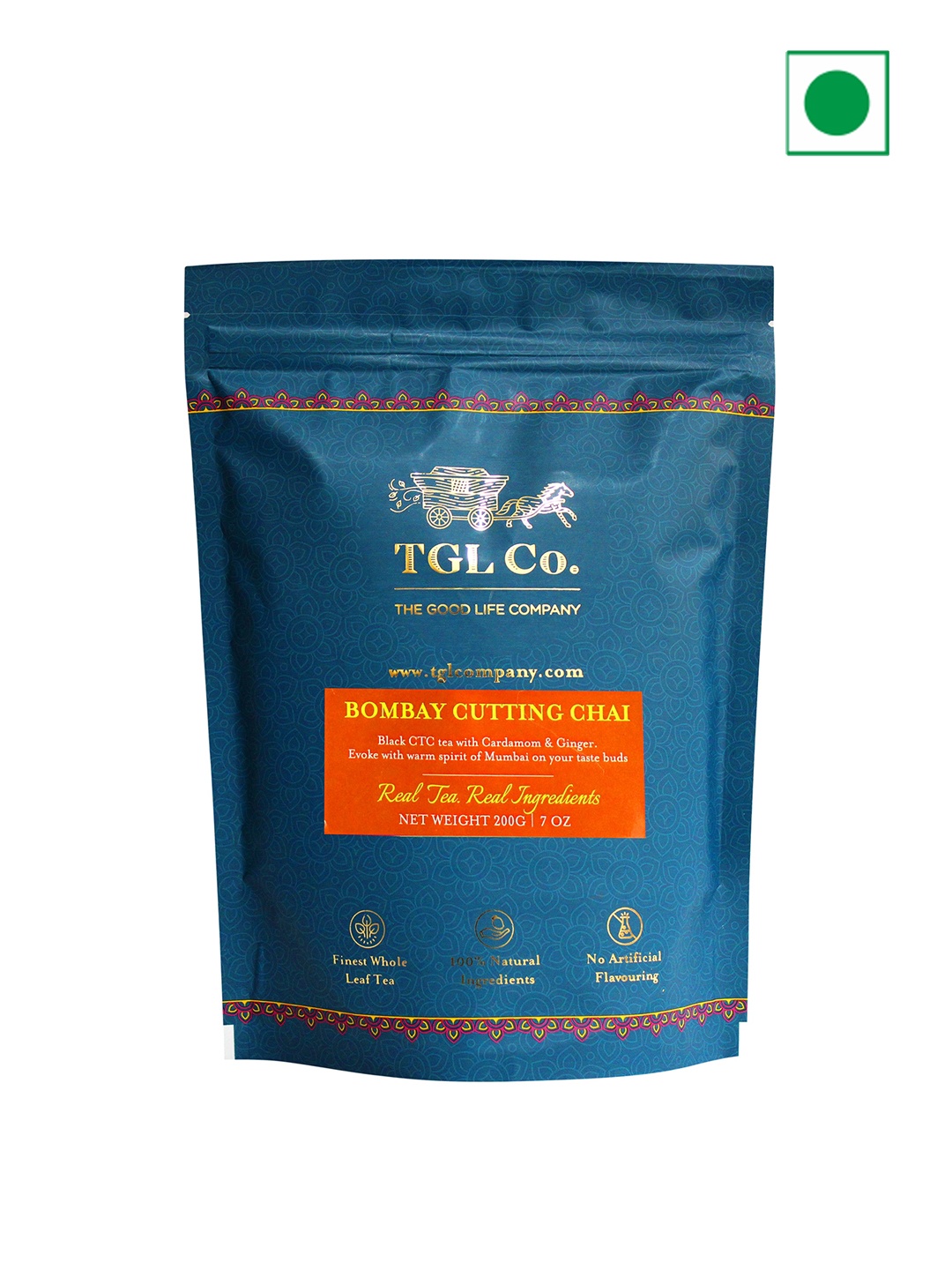 

TGL Co. Bombay Cutting Chai Loose Black Leaf 200g|100% Natural Ingredients| Boost Energy, Blue