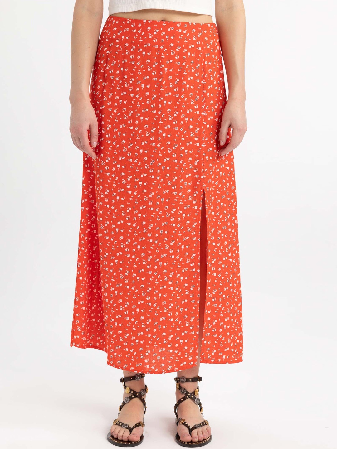 

DeFacto Printed Straight Maxi Skirts, Red