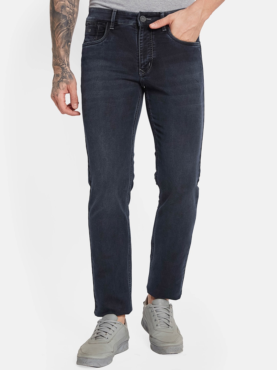 

Octave Men Mid-Rise Light Fade Cotton Jeans, Navy blue