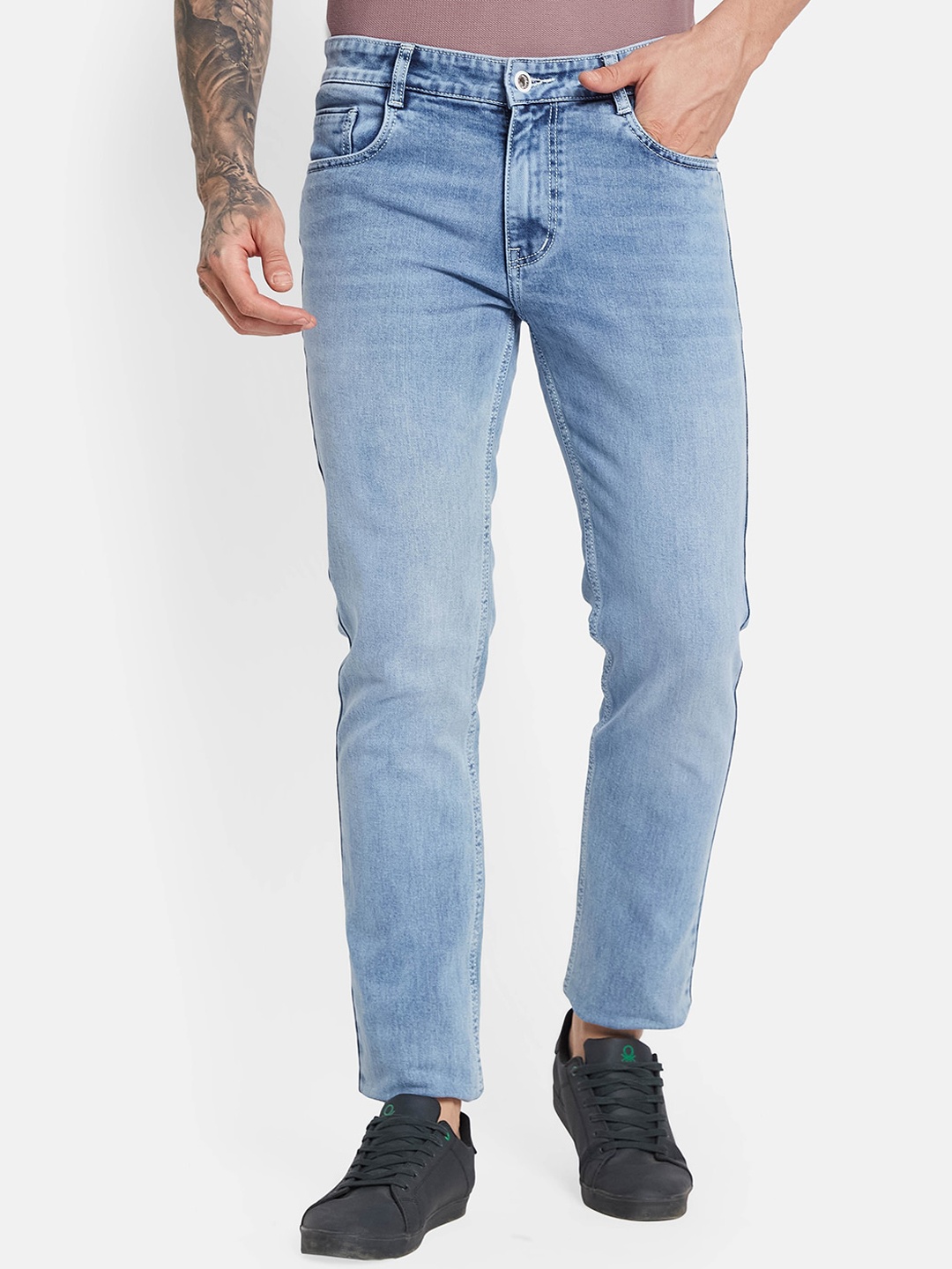 

Octave Men Mid-Rise Clean Look Heavy Fade Cotton Jeans, Blue