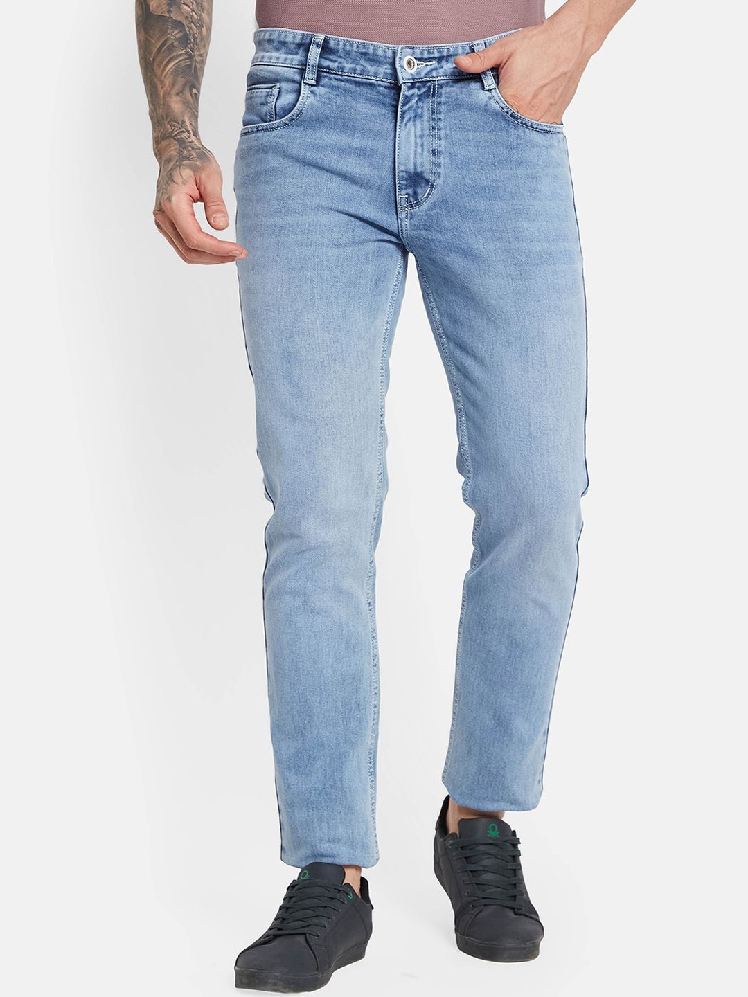 

Octave Men Low Distress Heavy Fade Stretchable Jeans, Blue