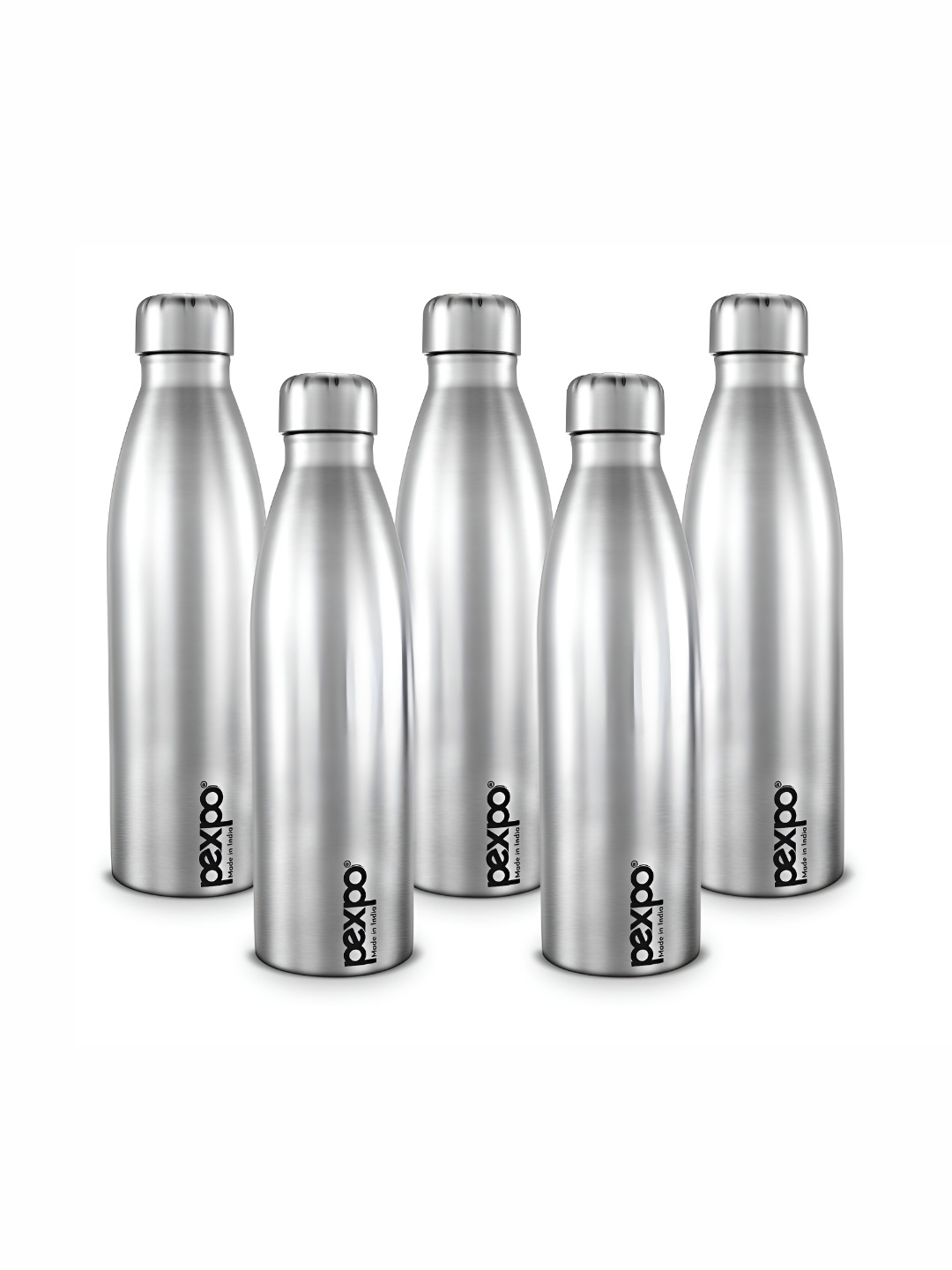 

Pexpo GENRO 5pc Fridge Water Bottle 1L Single wall Silver Stainless Steel
