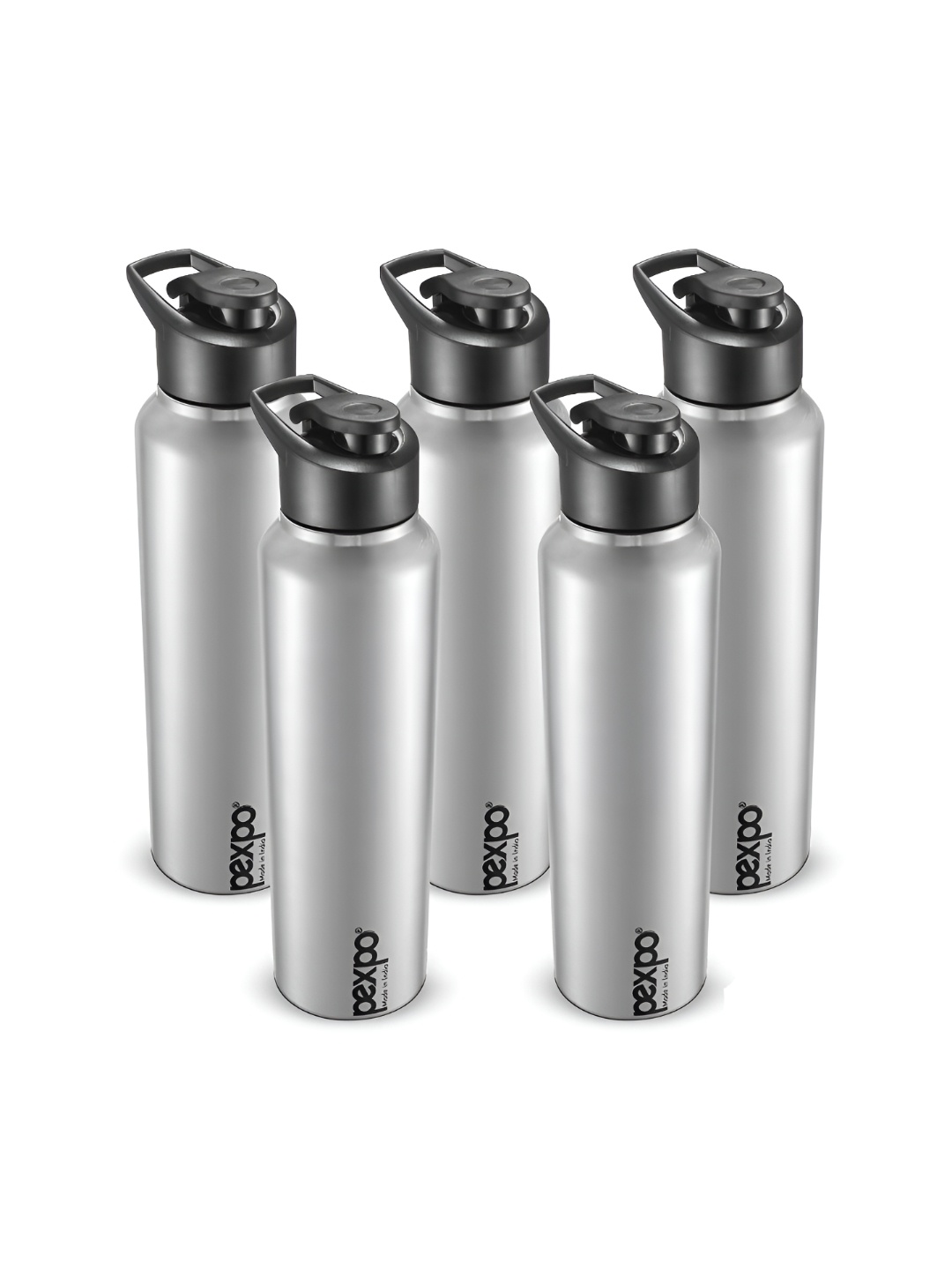 

Pexpo CHROMO 5pc Sports & Hiking Stainless Steel 1L Single wall Silver Water Bottle