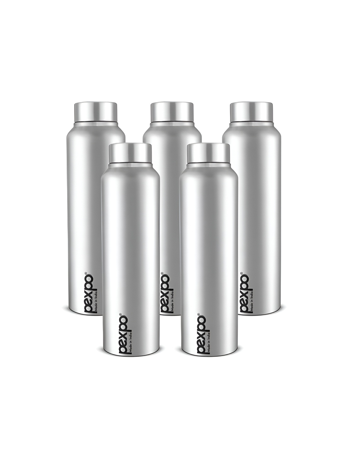 

Pexpo CHROMO Set of 5 Fridge Water Bottle 1000ml Single wall Silver Stainless Steel