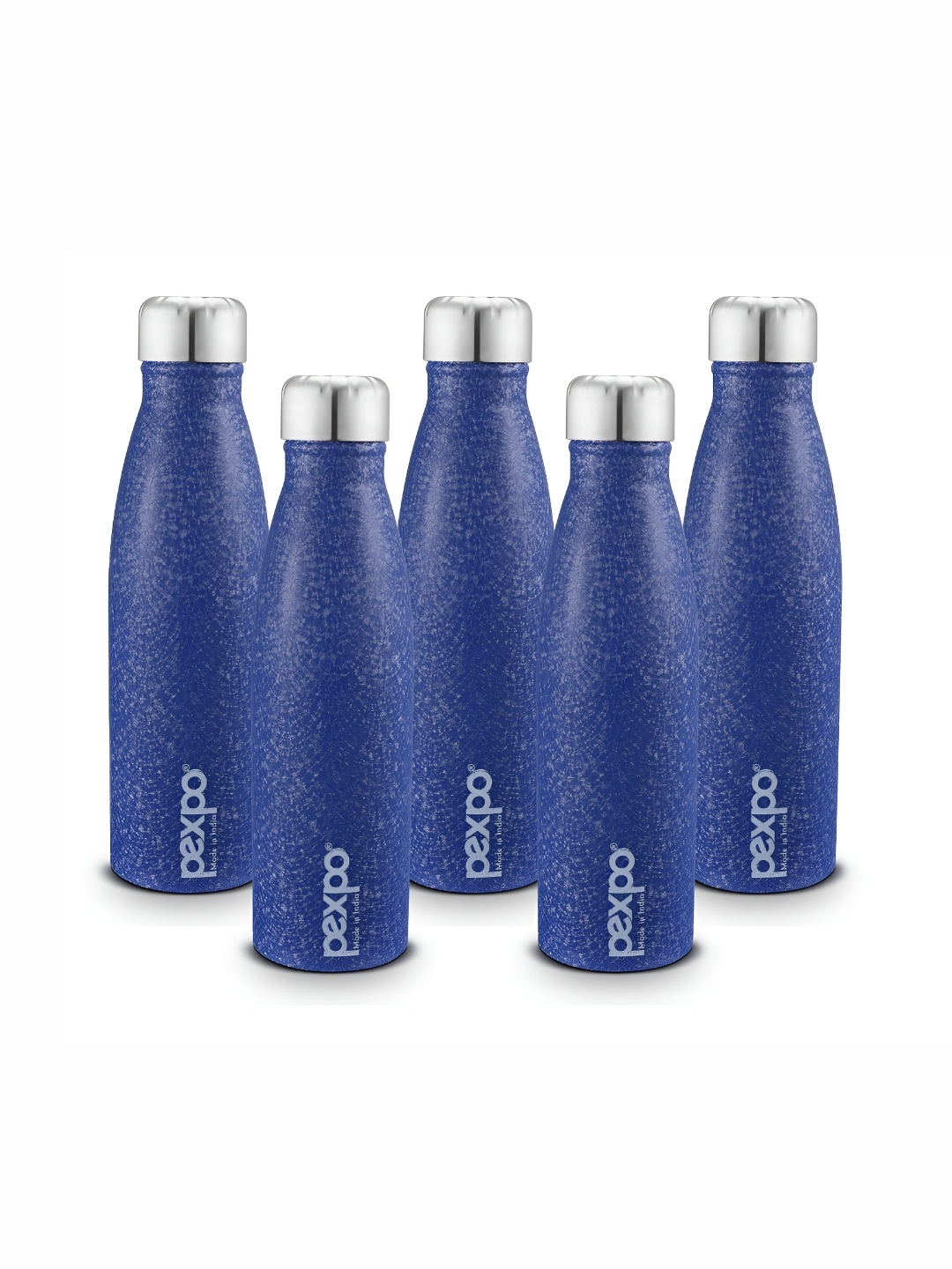 

Pexpo GENRO 5pc Refrigerator Stainless Steel 700ml Single wall Blue Water Bottle