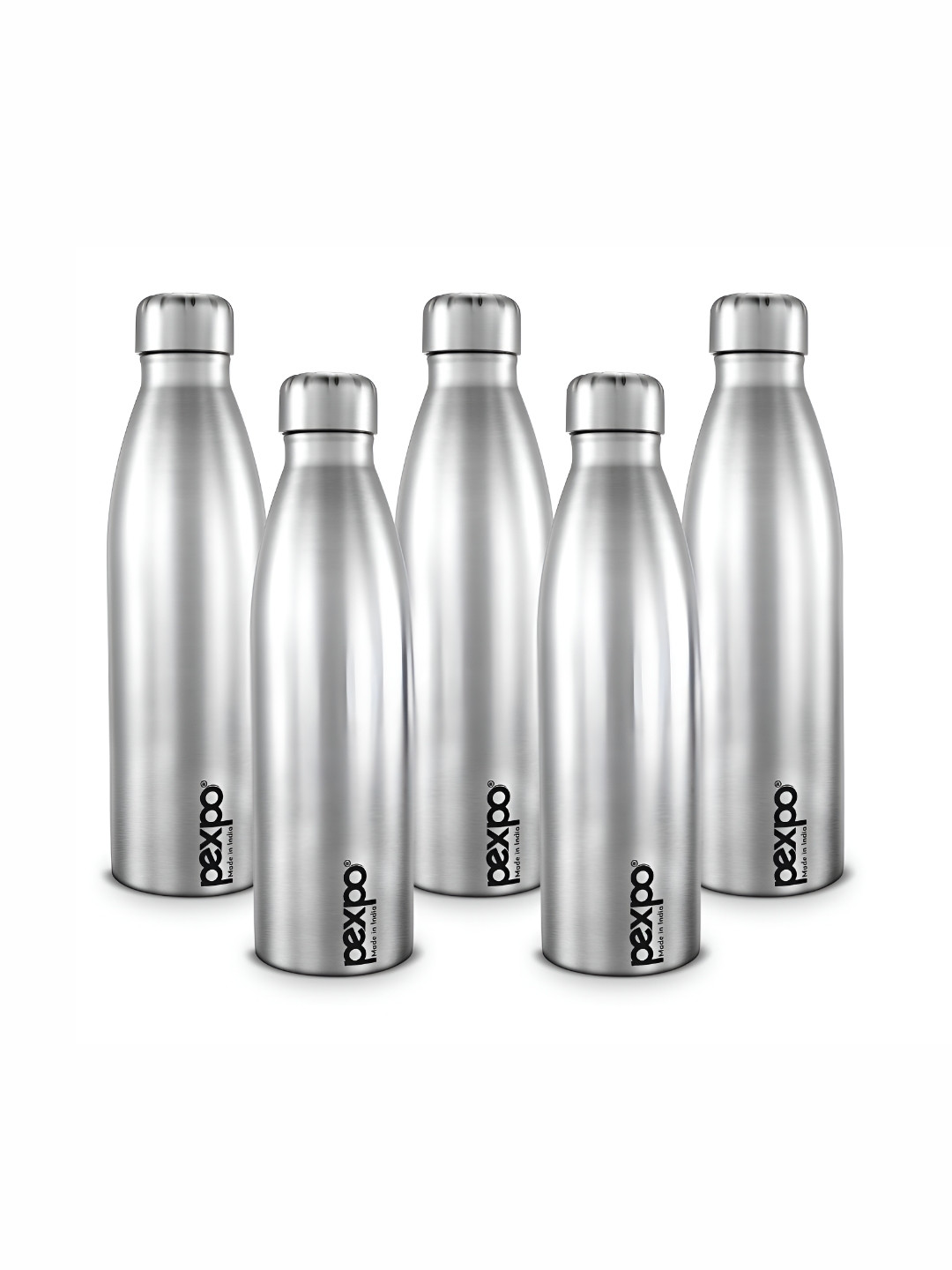 

Pexpo GENRO 5pc Fridge Water Bottle 700ml Single wall Silver Stainless Steel