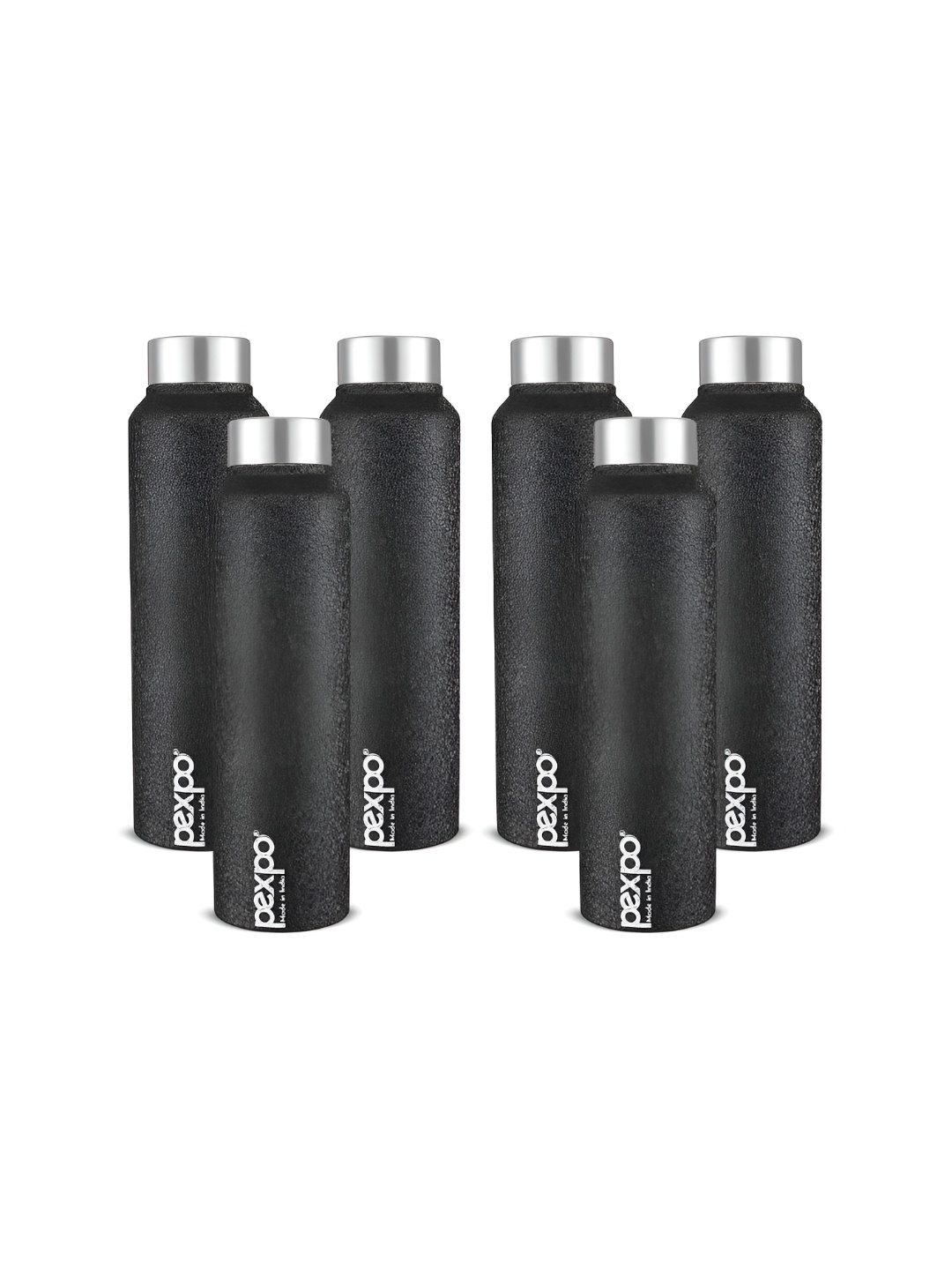 

Pexpo CHROMO 6pc Fridge Water Bottle 1000ml Single wall Black Stainless Steel