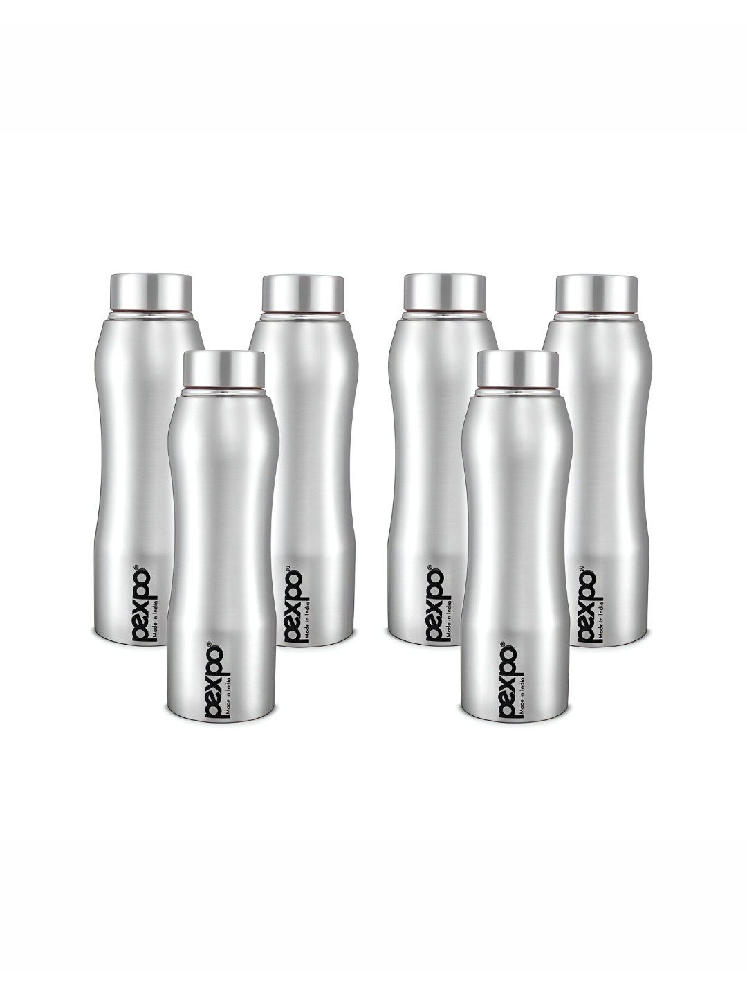 

Pexpo BISTRO 6pc Fridge Water Bottle 1L Single wall Silver Stainless Steel