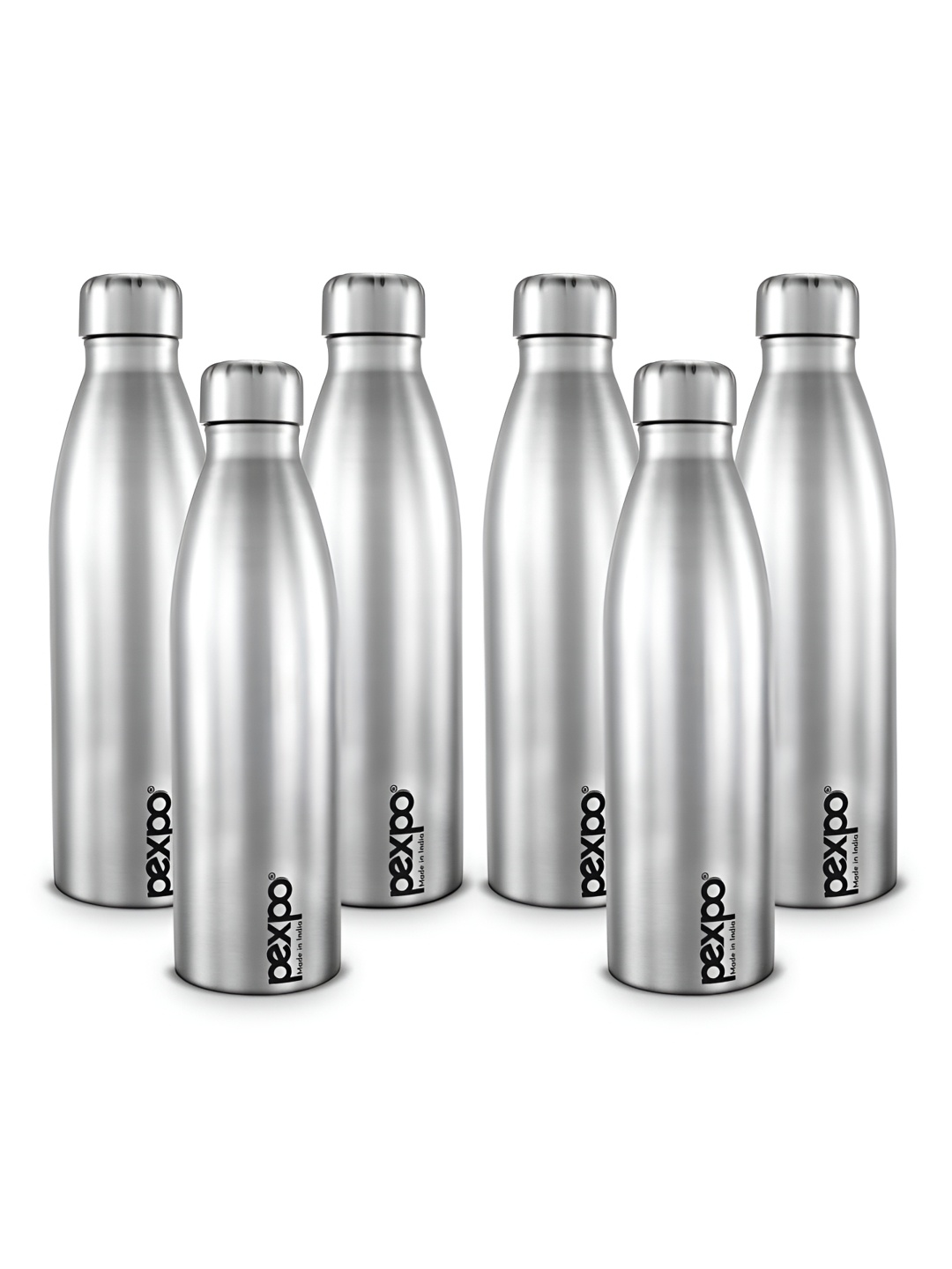 

Pexpo GENRO 6pc Fridge Water Bottle 1L Single wall Silver Stainless Steel