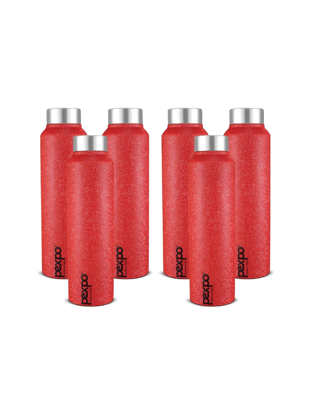 

Pexpo CHROMO 6pc Refrigerator Stainless Steel 1L Single wall Red Water Bottle