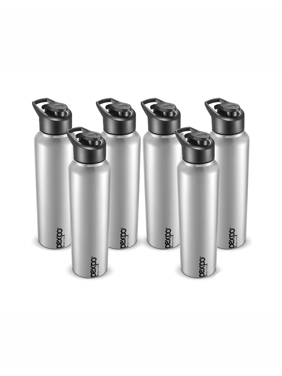 

Pexpo CHROMO 6pc Sports & Hiking Stainless Steel 1L Single wall Silver Water Bottle