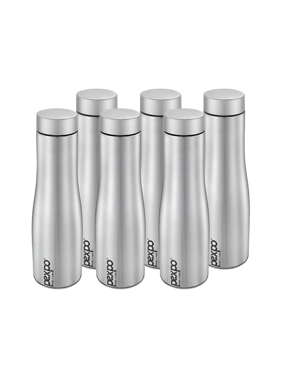 

Pexpo MONACO 6pc Fridge Water Bottle 1L Single wall Silver Stainless Steel