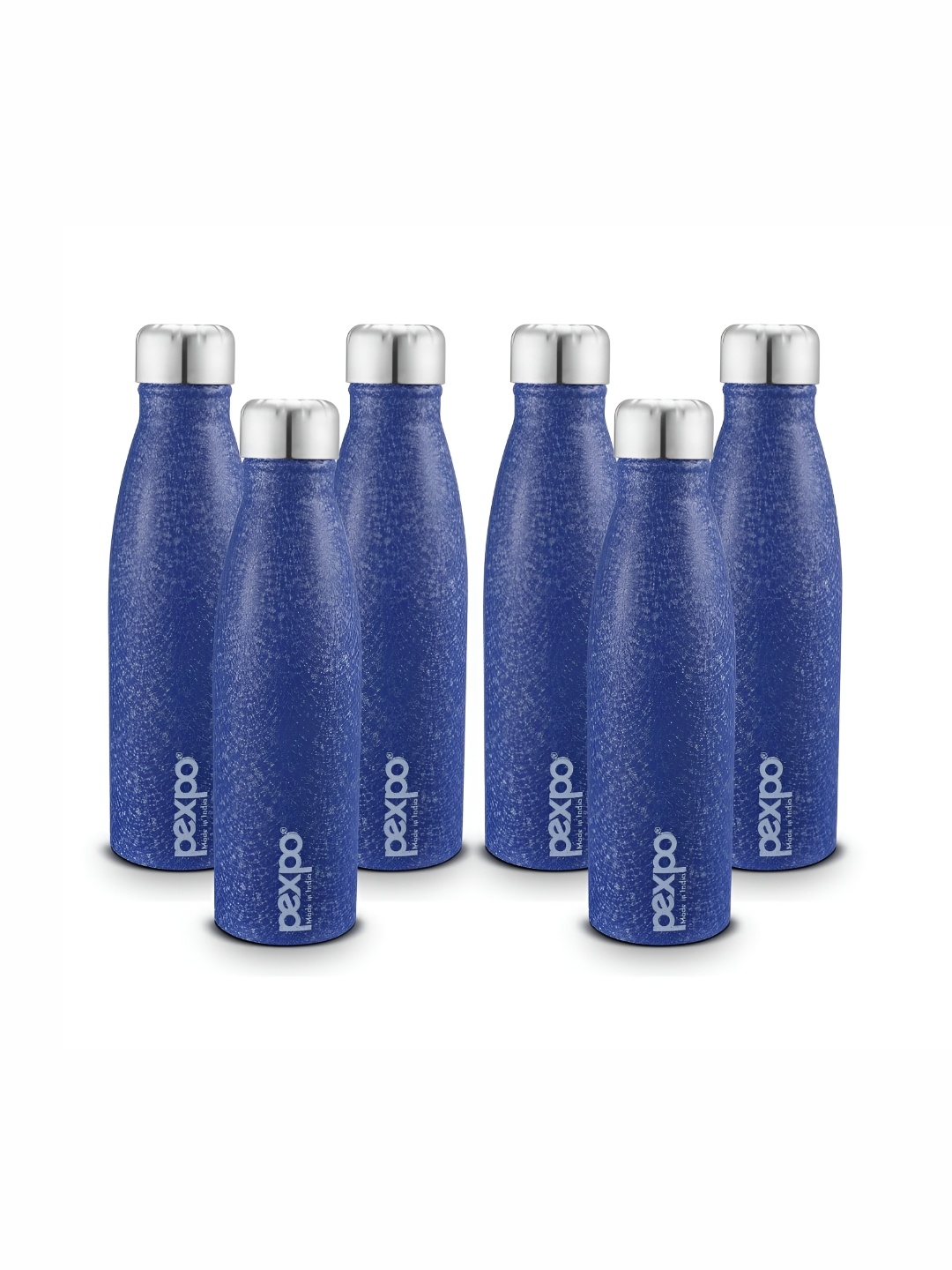 

Pexpo GENRO 6pc Refrigerator Stainless Steel 700ml Single wall Blue Water Bottle