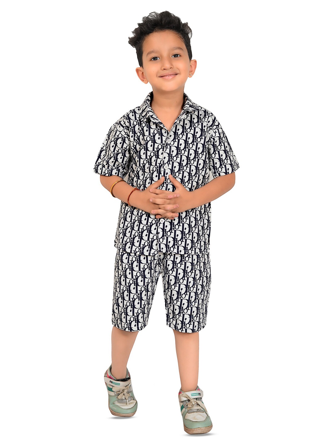 

BAESD Boys Printed Shirt With Short, Black