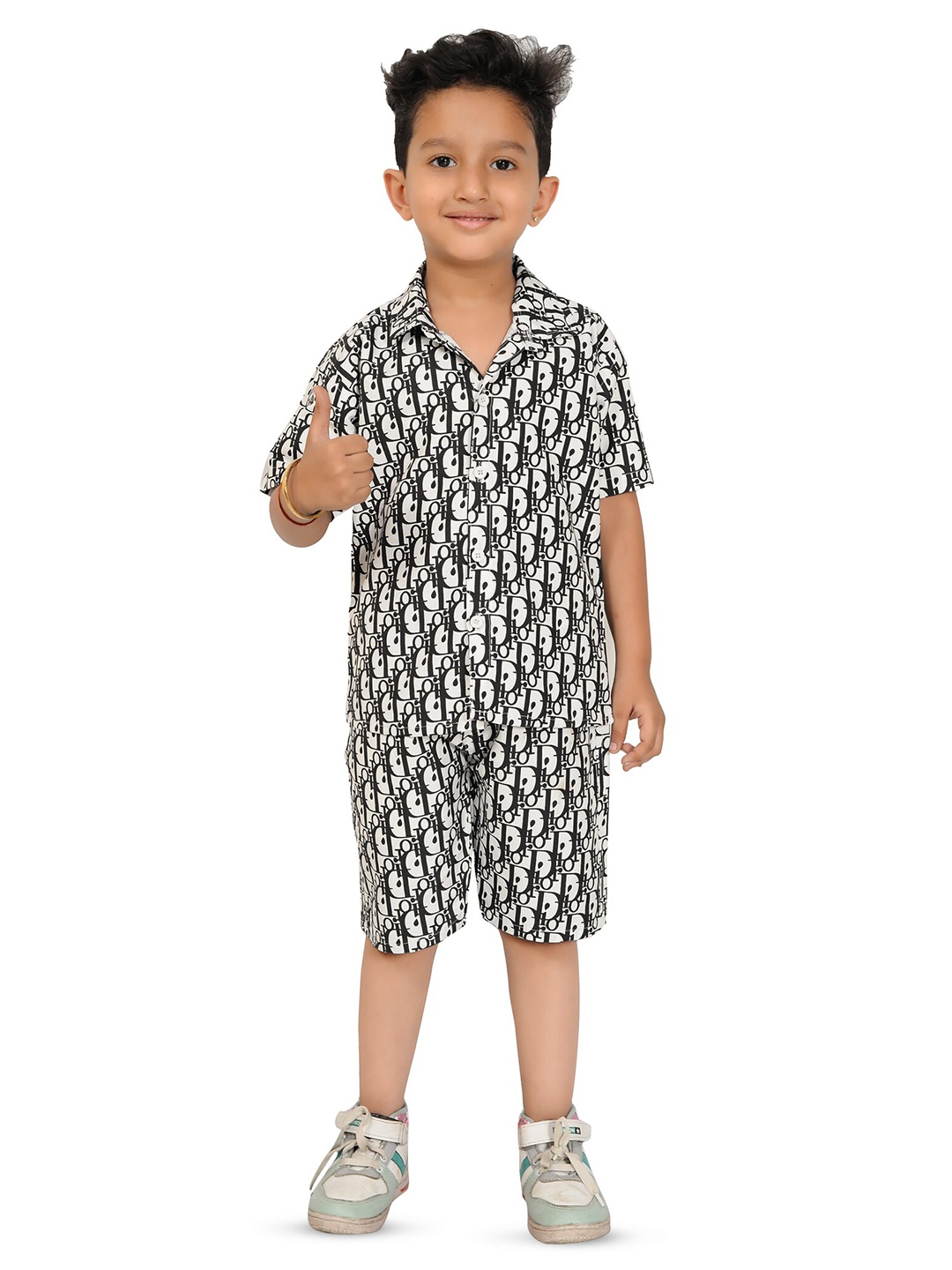 

BAESD Boys Printed Shirt With Short, Black