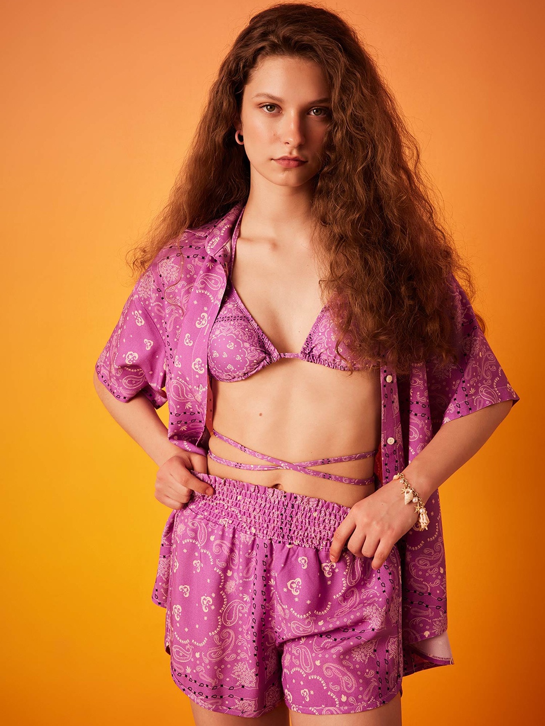 

DeFacto Halter Neck Swim Set Swimwear, Purple