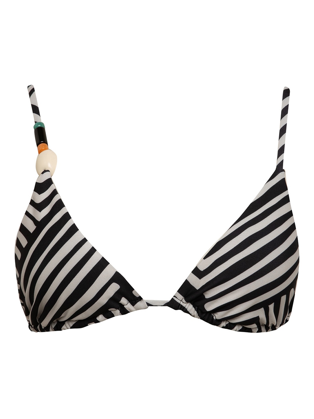 

DeFacto Shoulder Straps Striped Bikini Top, Black
