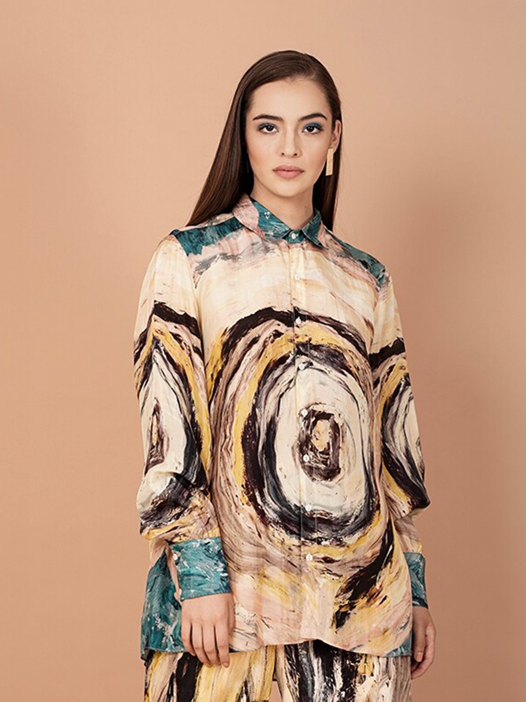 

Breathe by Aakanksha Singh Contemporary Abstract Printed Party Shirt, Yellow