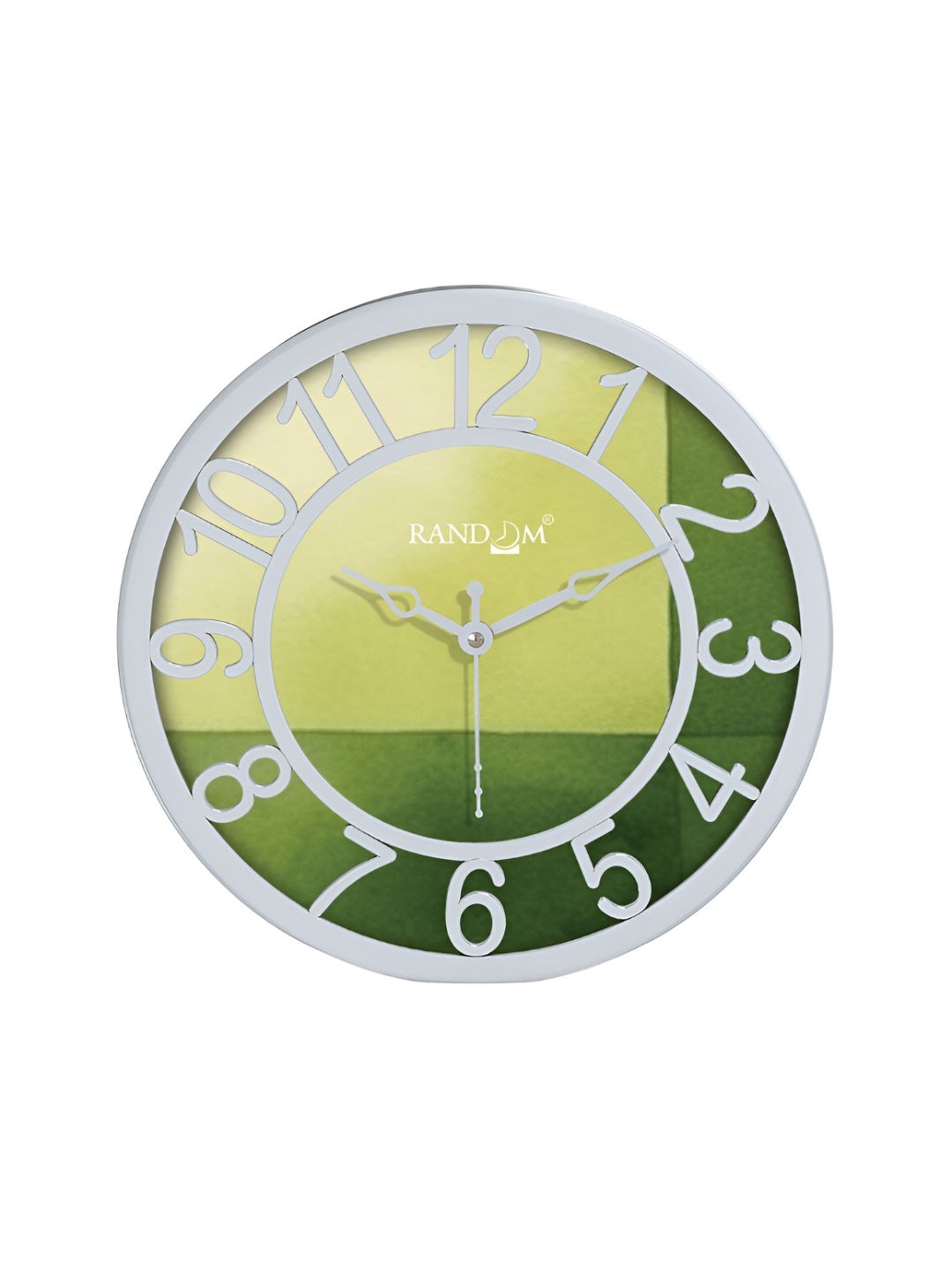 

RANDOM White & Green Printed Contemporary Wall Clock