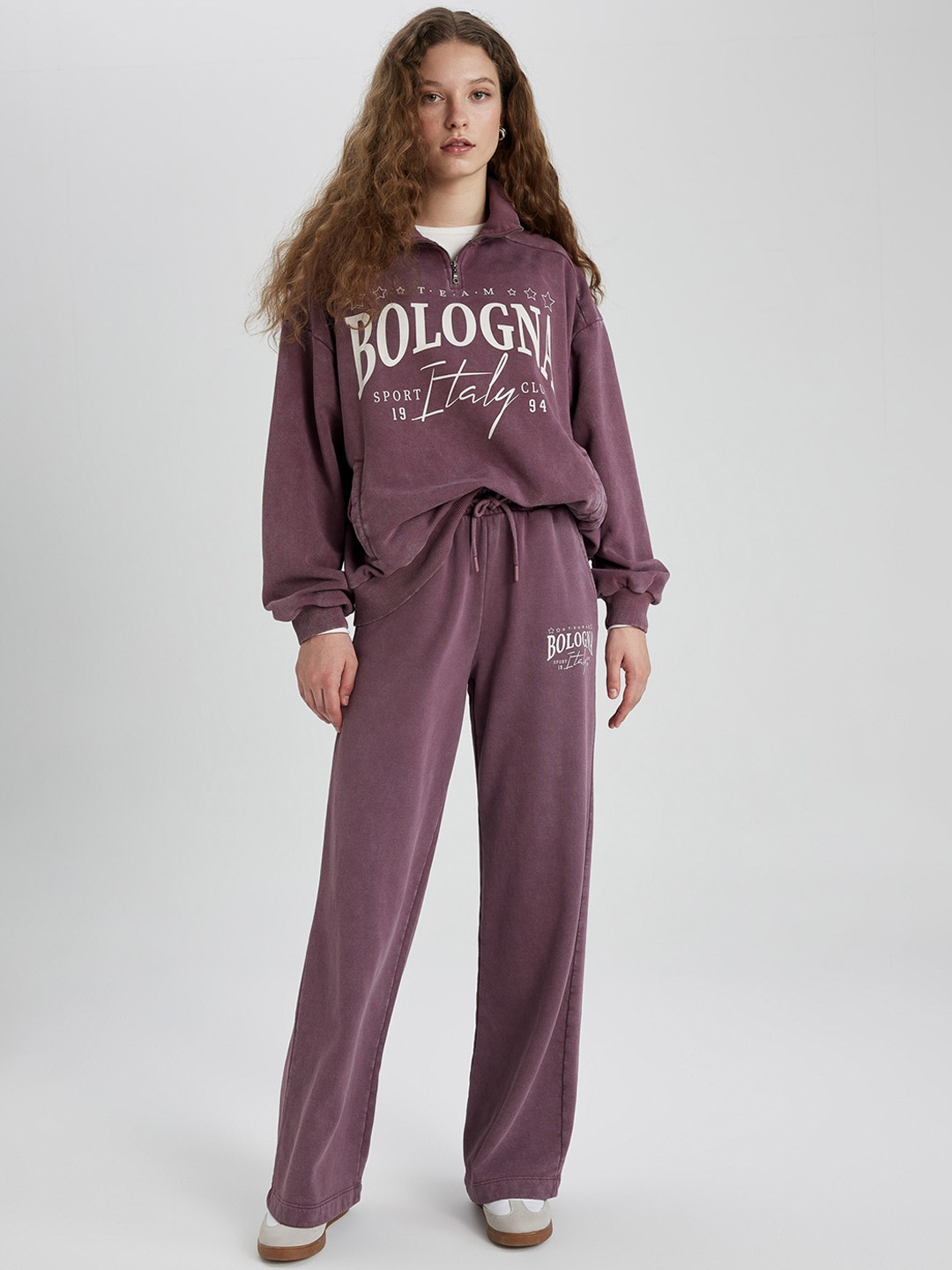 

DeFacto Women Flat-Front Cotton Mid-rise Parallel Trousers, Mauve