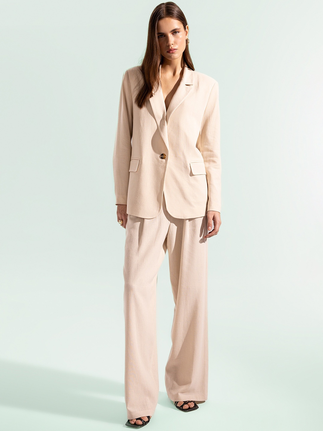 

DeFacto Women Mid-Rise Parallel Trousers, Beige