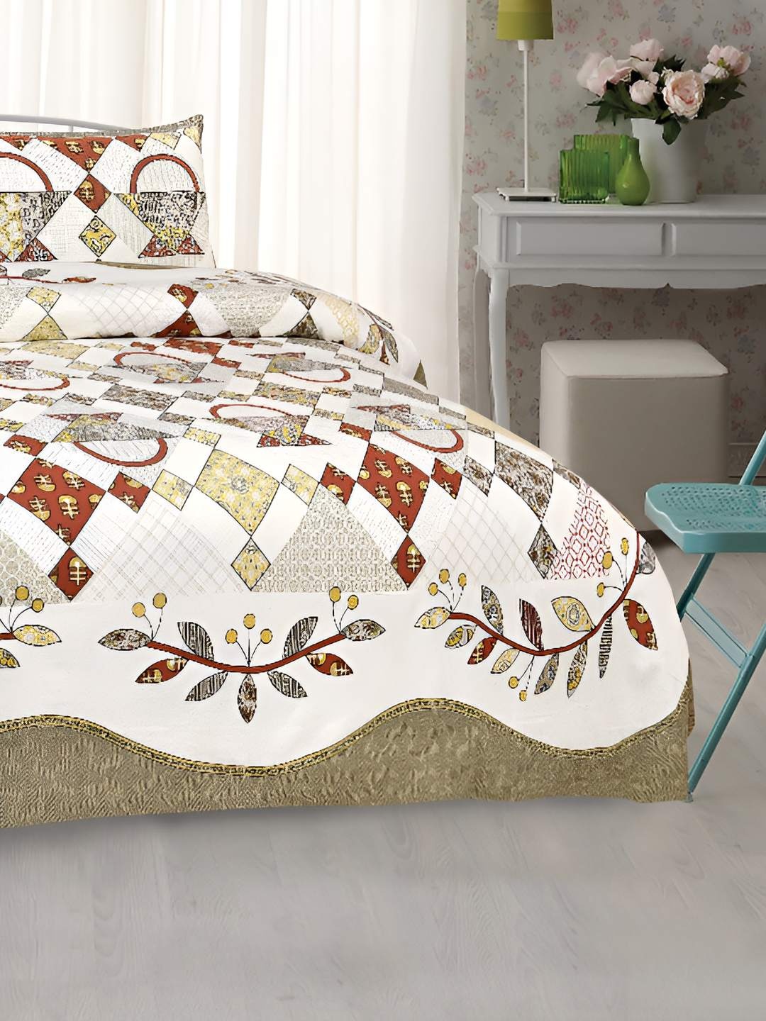 

BED-SHEET.COM Multicoloured Ethnic Motifs King Bedsheet with 2 Pillow Covers, Multi