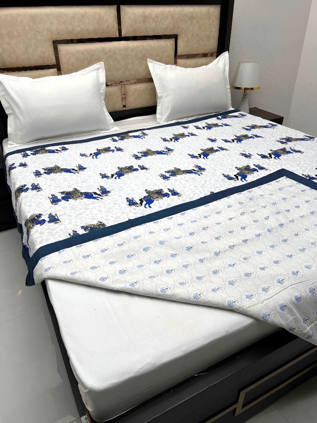 

Pure Decor Silken Blue & White Ethnic Motifs AC Room 300 GSM Double Bed Dohar