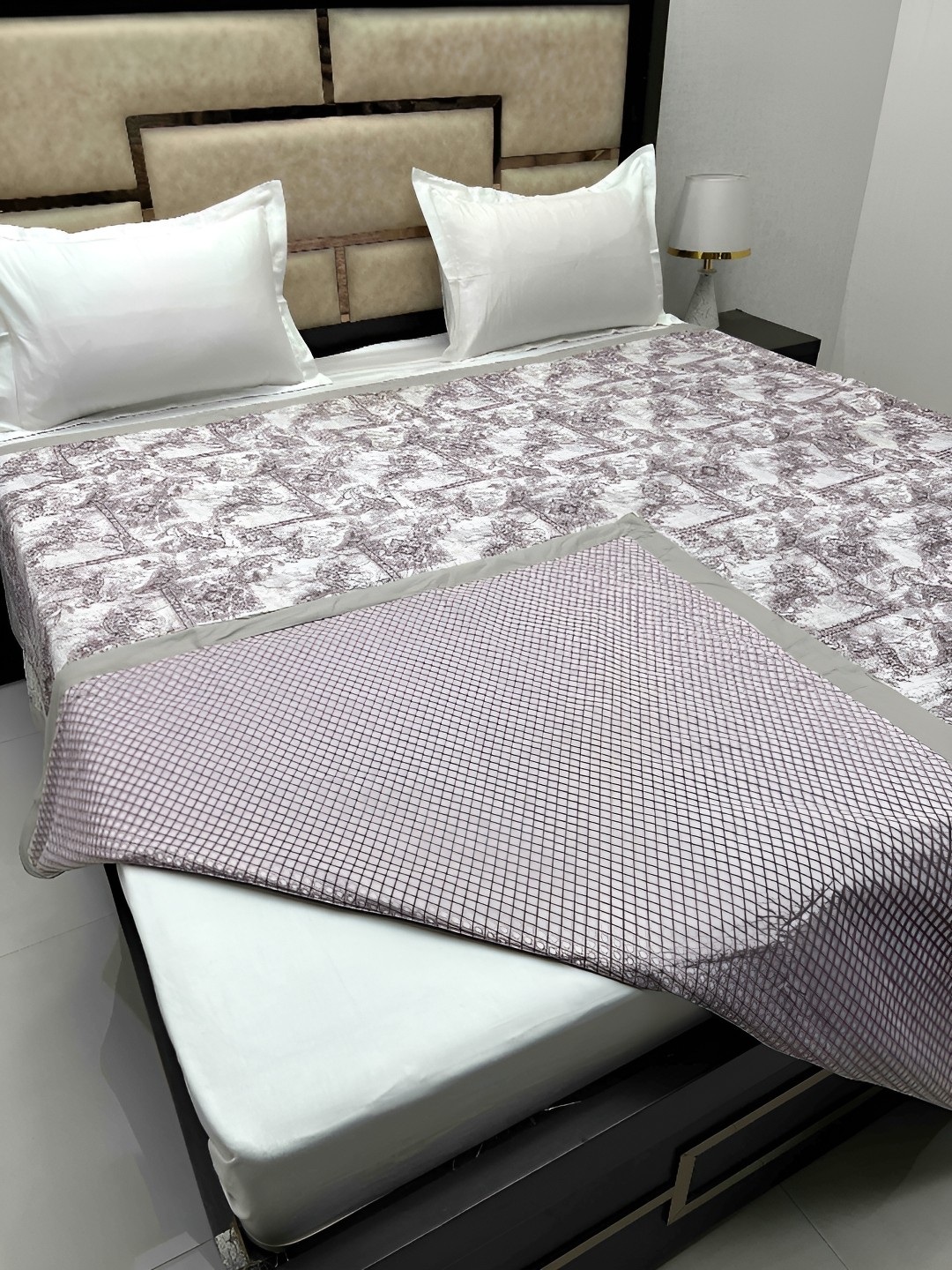

Pure Decor Silken Purple & Off White Ethnic Motifs AC Room 300 GSM Double Bed Dohar