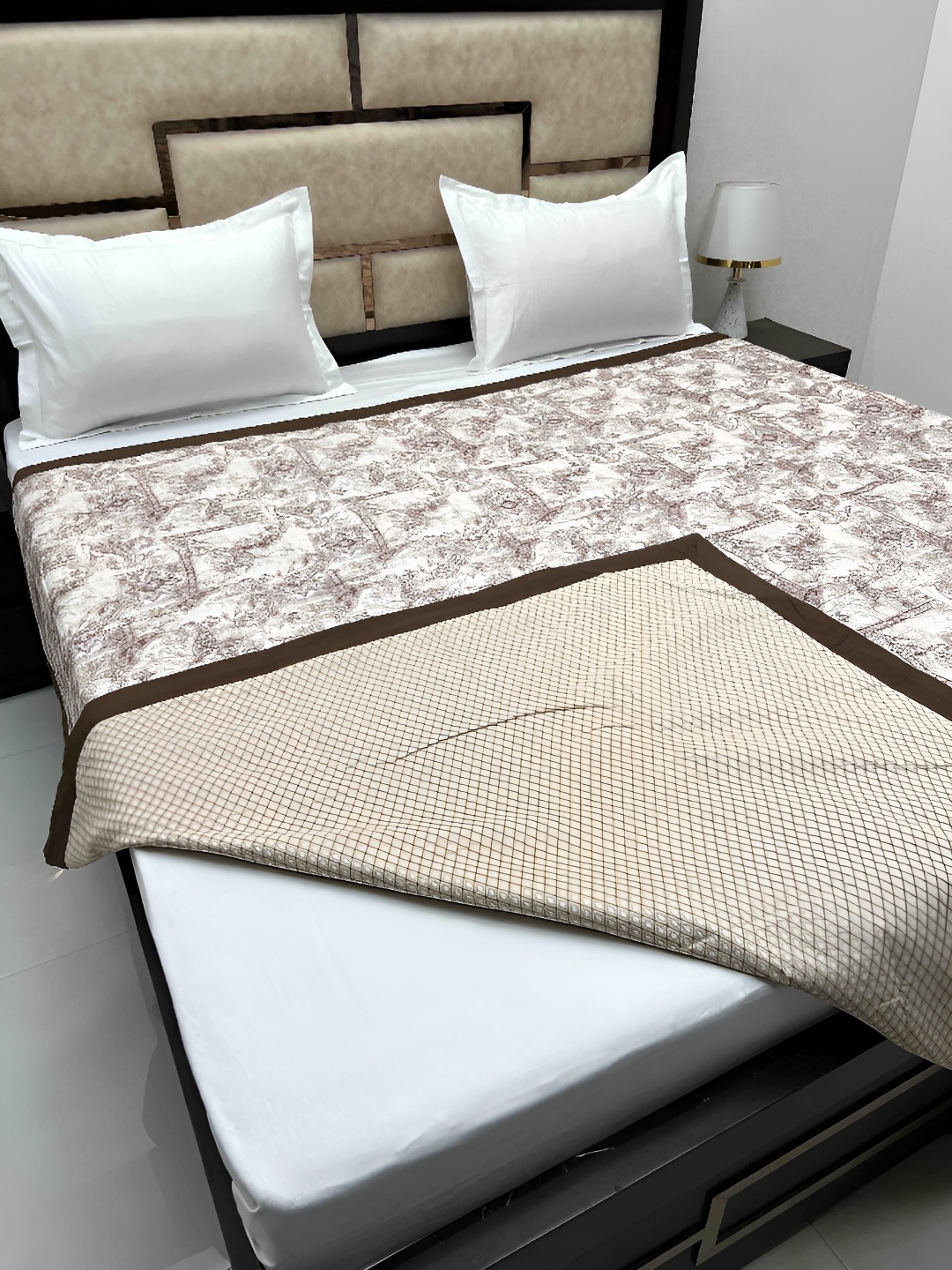 

Pure Decor Silken Brown & White Ethnic Motifs AC Room 300 GSM Double Bed Dohar